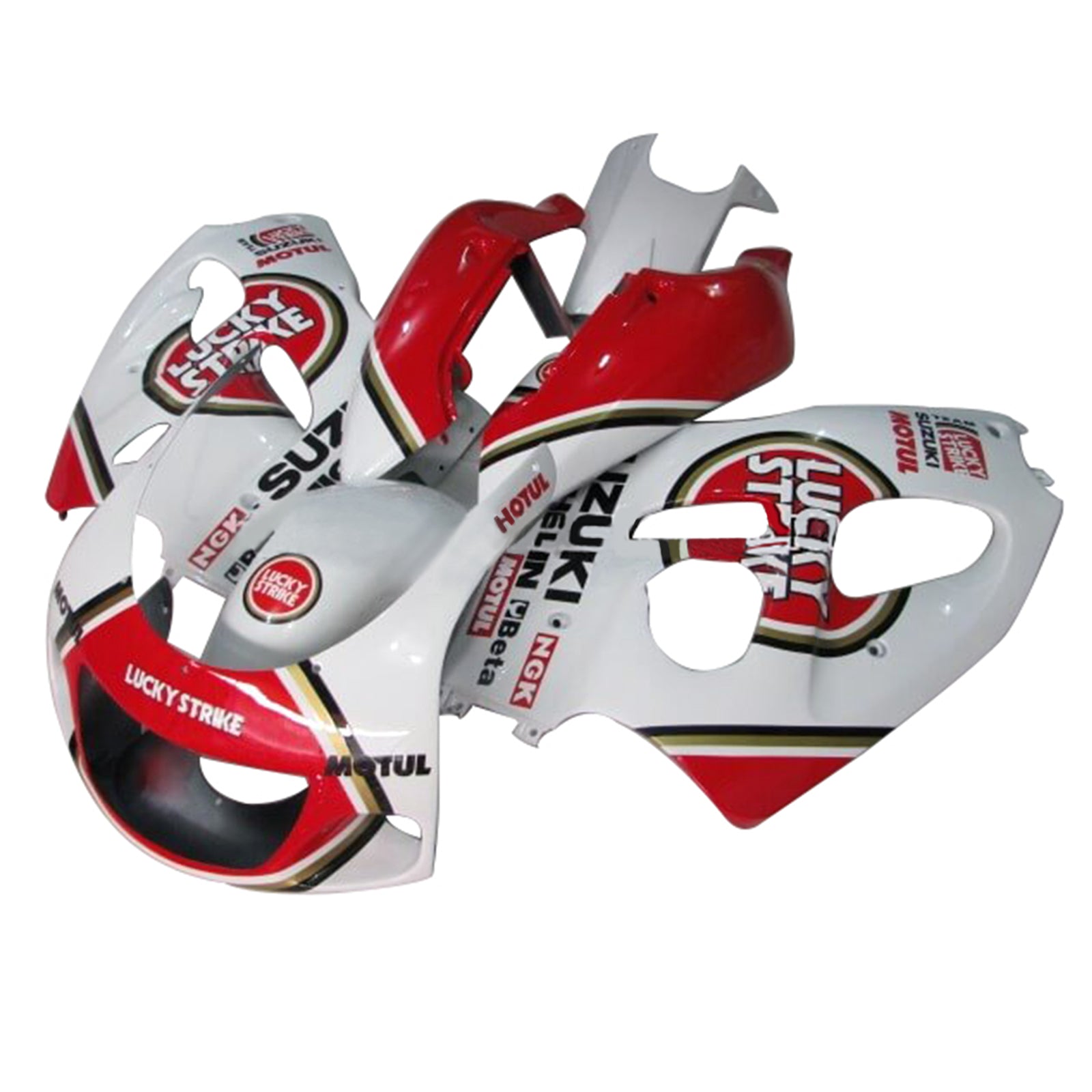 Amotopart Suzuki GSXR600 1996-2000 GSXR750 1996-1999 Blanc&Kit de carénage rouge Style1