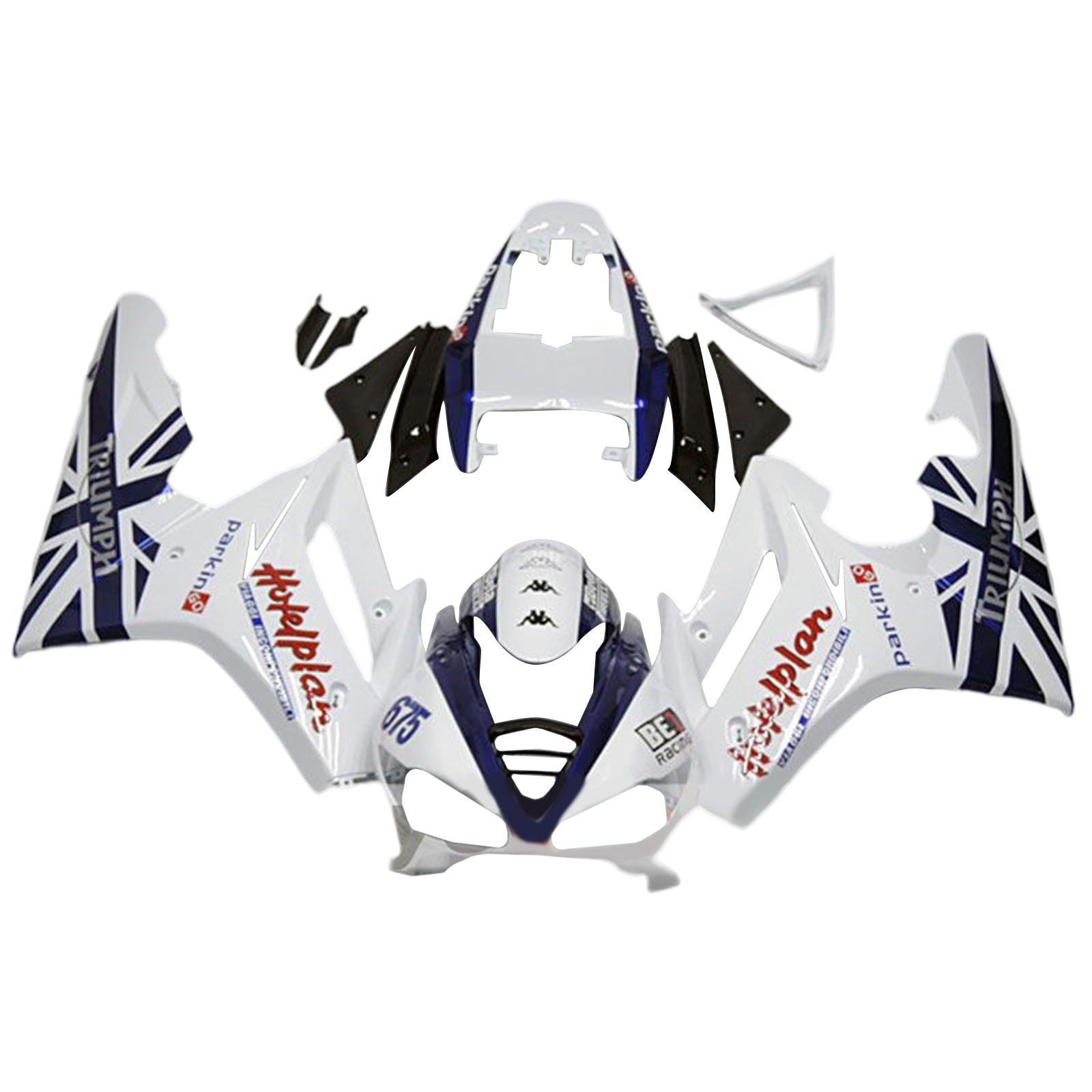 Amotopart 2009-2012 Triumph Daytona 675 White & Black Style2 Fairing Kit
