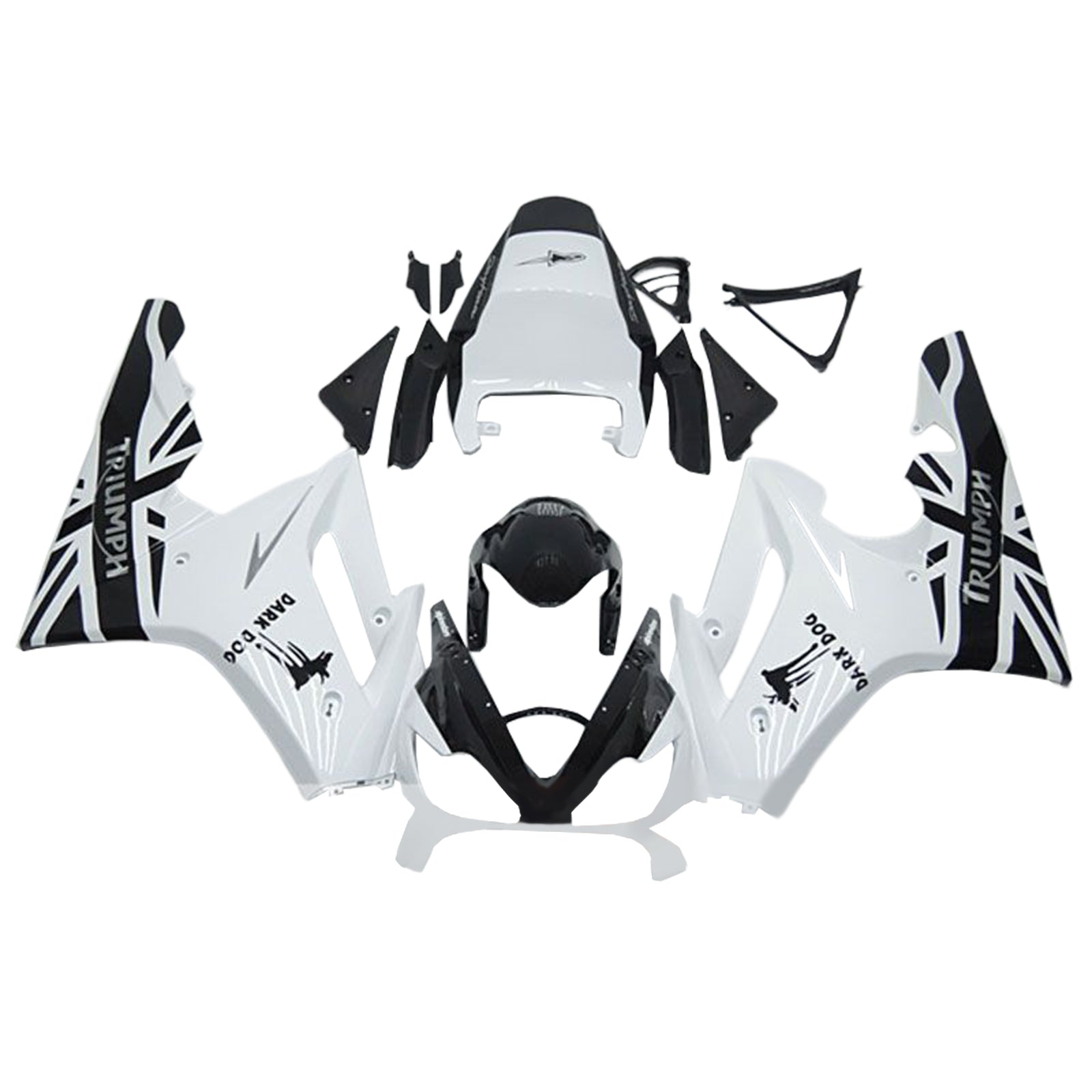 Amotopart 2006-2008 Triumph Daytona 675 Noir&Kit de carénage blanc Style2