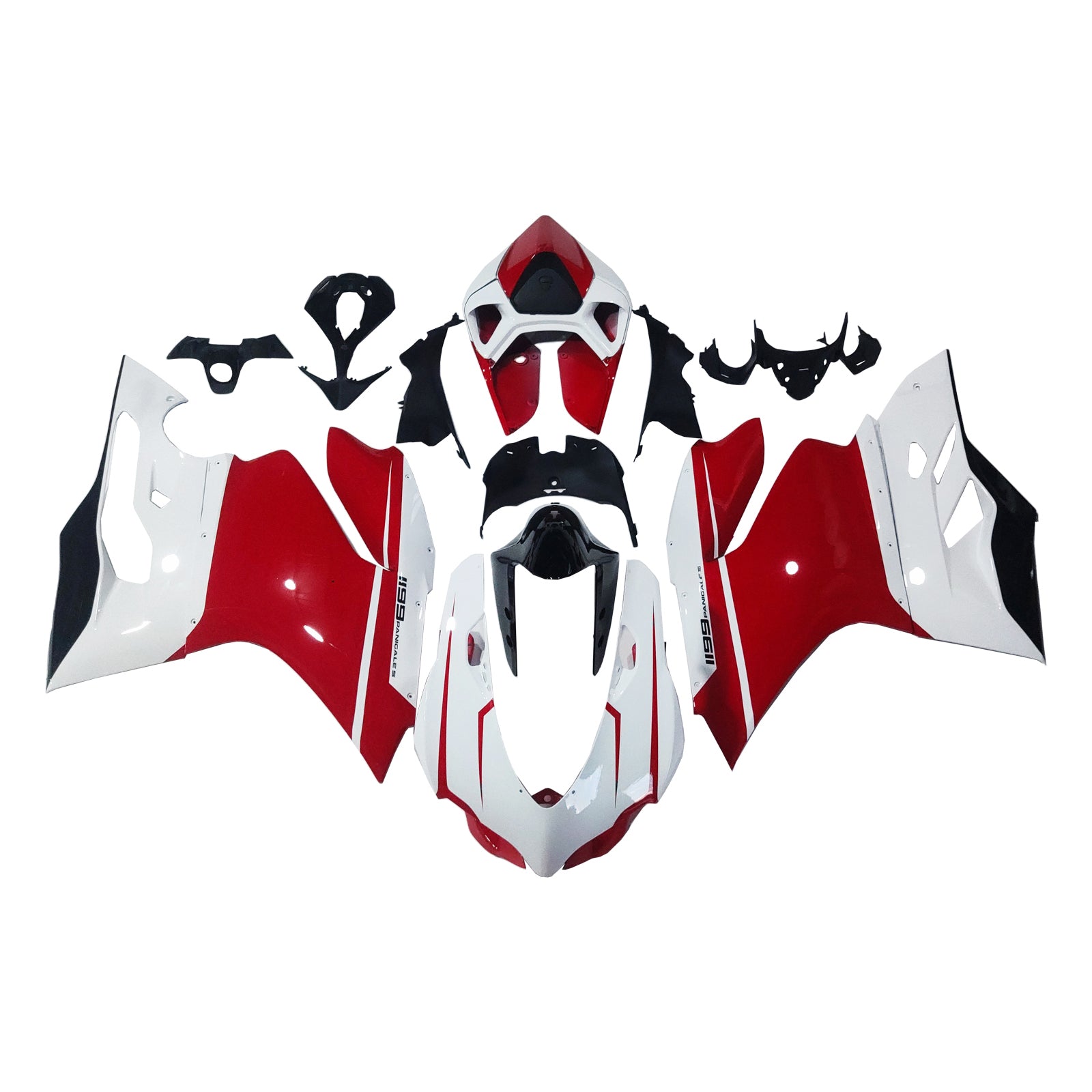 Amotopart 2012-2015 Ducati 899 White Red & Lines Fairing Kit