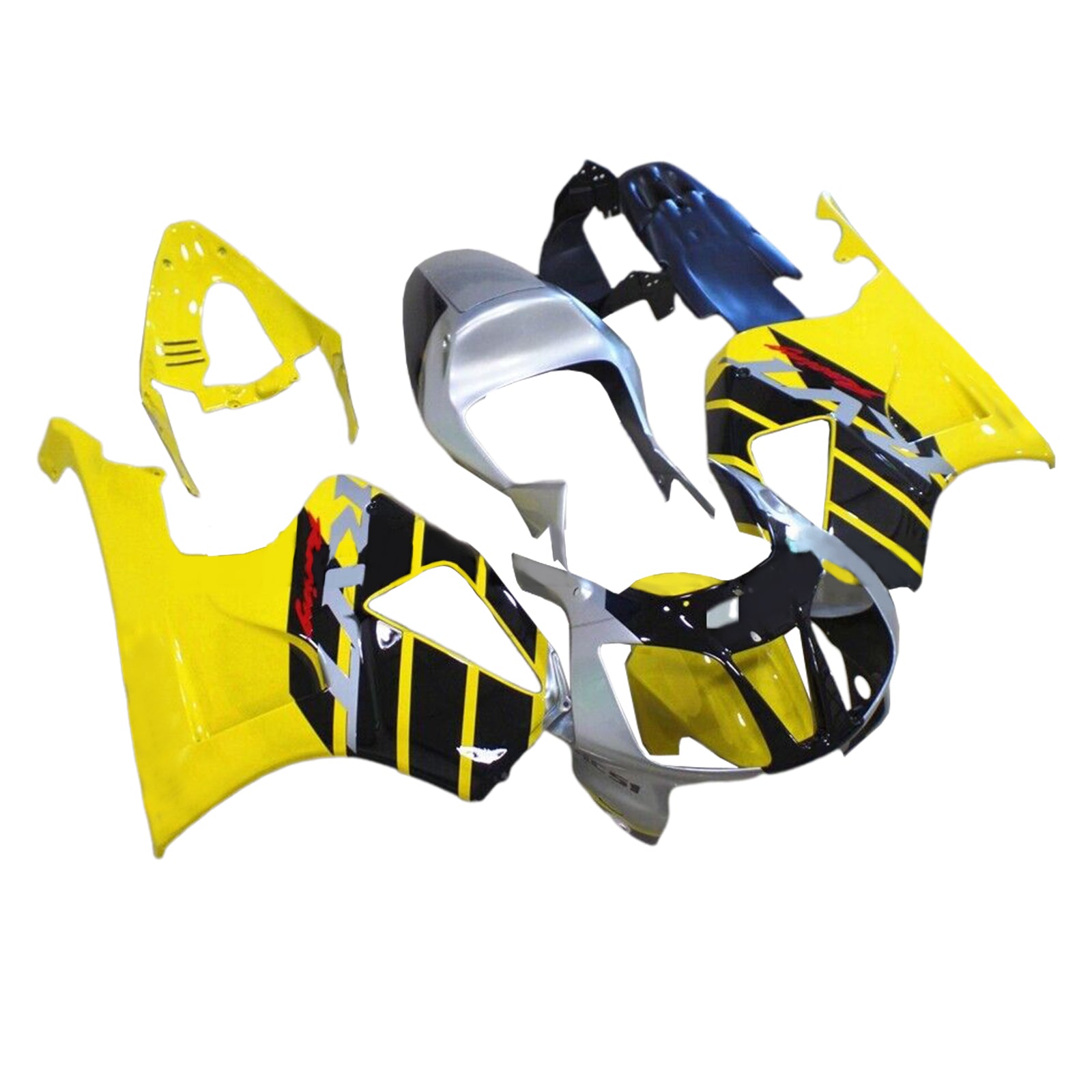 Amotopart 2000-2006 Honda VTR1000 RC51 Yellow Black Fairing Zestaw