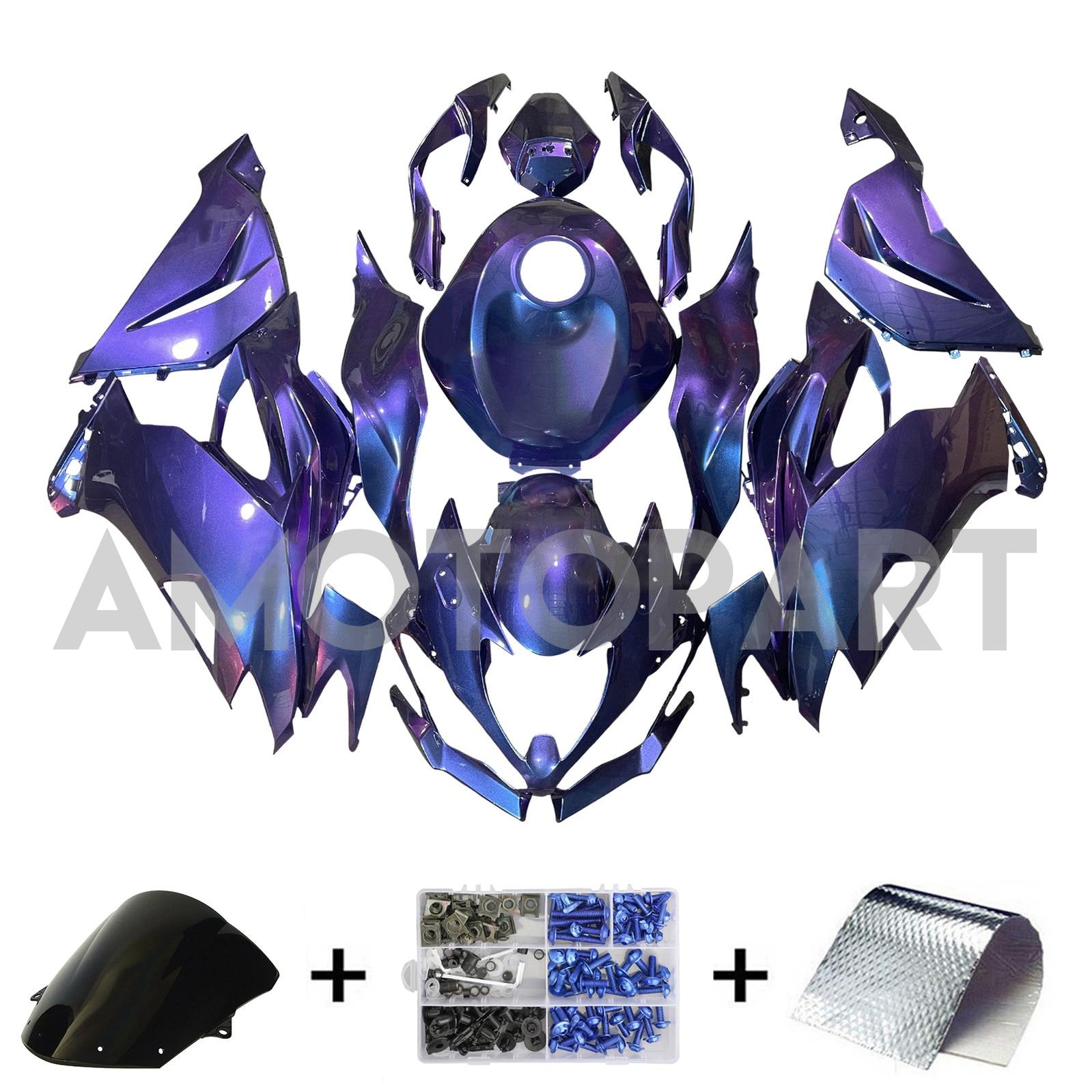 Amotopart 2019-2023 Kawasaki ZX6R Gradient Blue Purple Fairing Kit