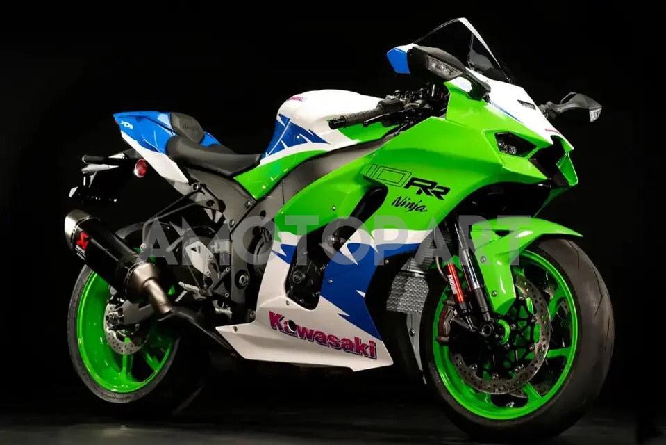 Amotopart 2021-2025 Kawasaki ZX 10RR ZX 10R White Green Blue Fairing Kit