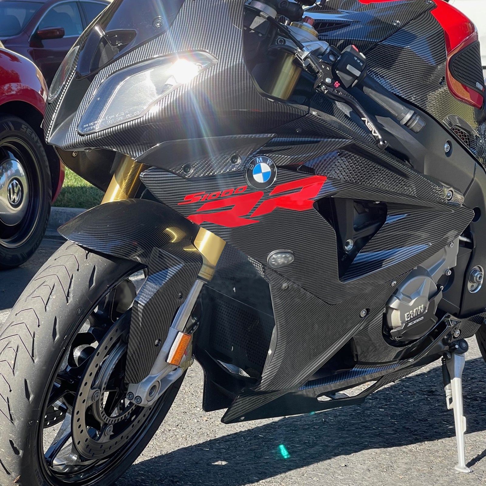 Amotopart 2015-2016 BMW S1000RR Wzór włókna węglowego Czerwony zestaw owiewki