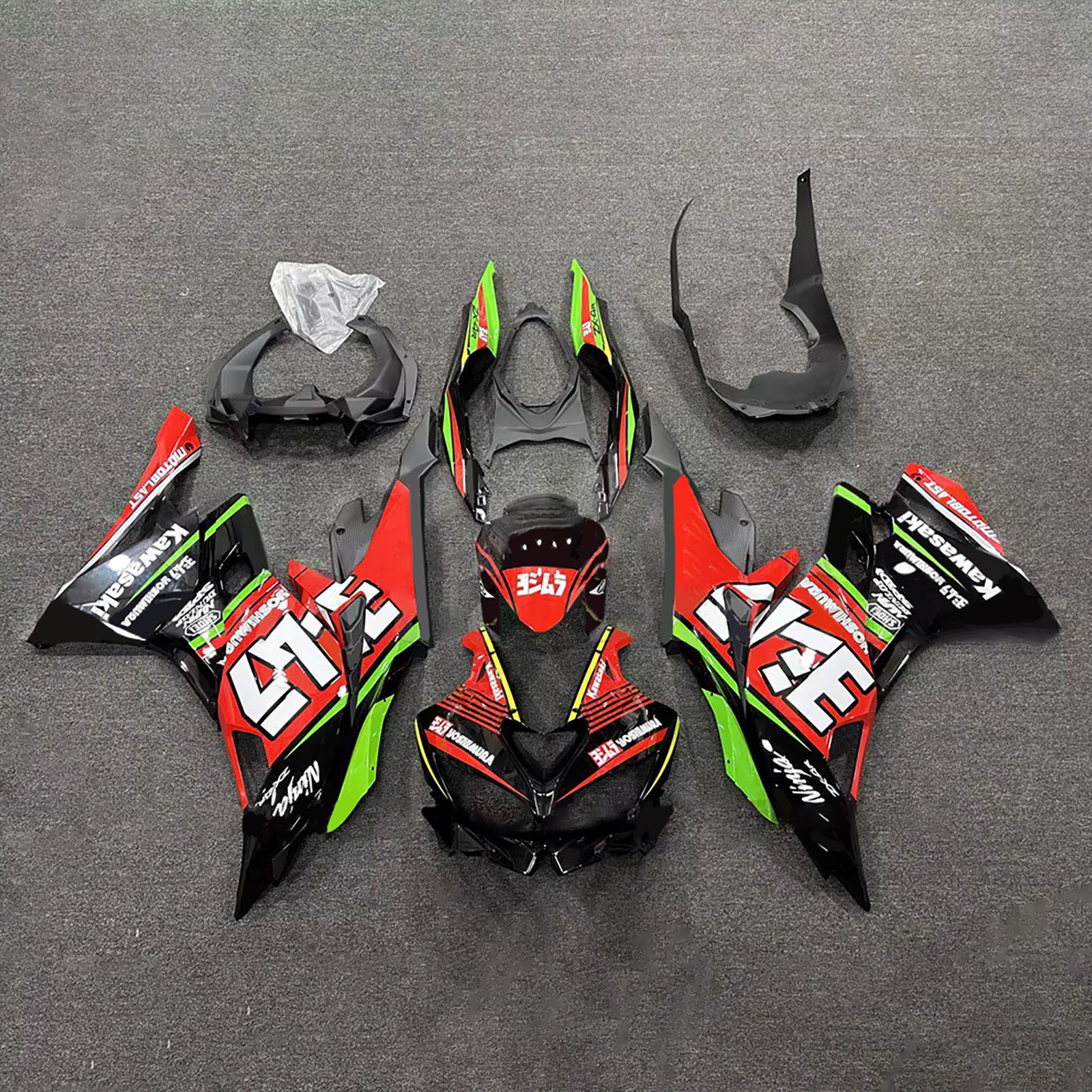 Amotopart 2019-2022 Kawasaki Ninja ZX-25R 2023-2025 Kawasaki Ninja ZX-4R/ZX-4RR Black Red Green Fairing Kit