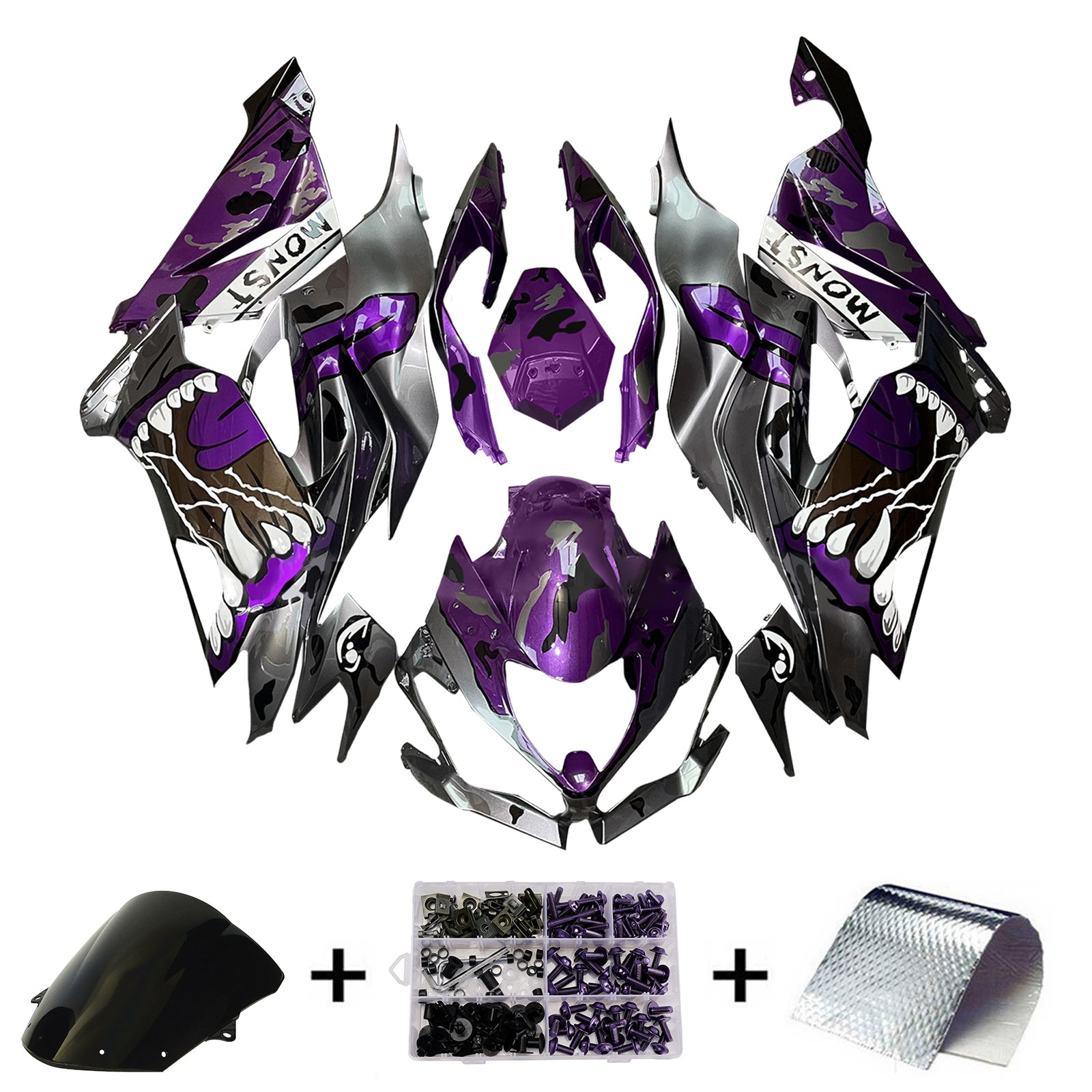 Amotopart 2019-2023 Kawasaki ZX6R Grey Purple Abzugskit