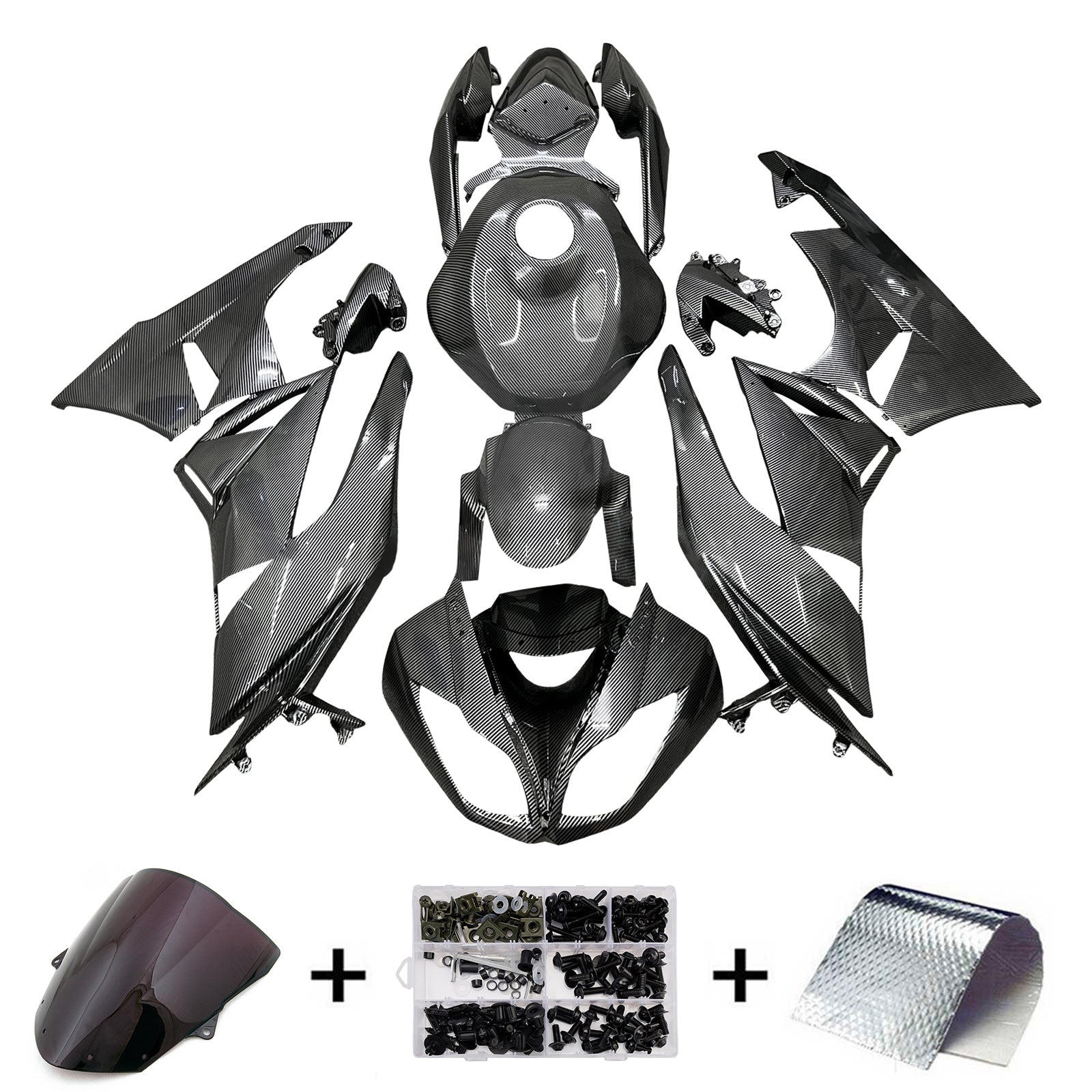 Amotopart 2009-2012 Kawasaki ZX6R 636 Carbon Fiber Fairing Kit
