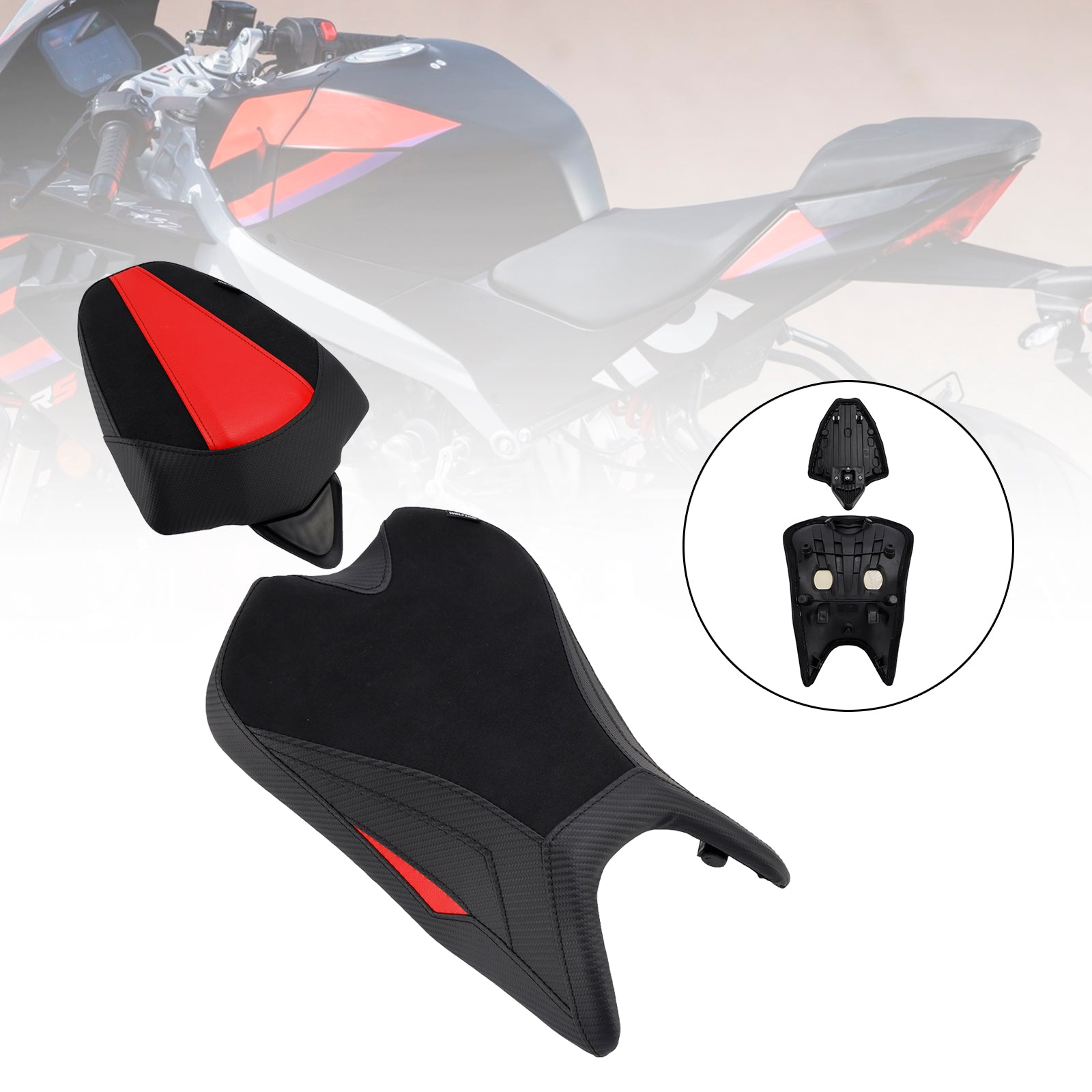 2024-2025 Aprilia Rs457 Rs 457 Front&REar Raider Beifahrer-Kissen-Set Schwarz
