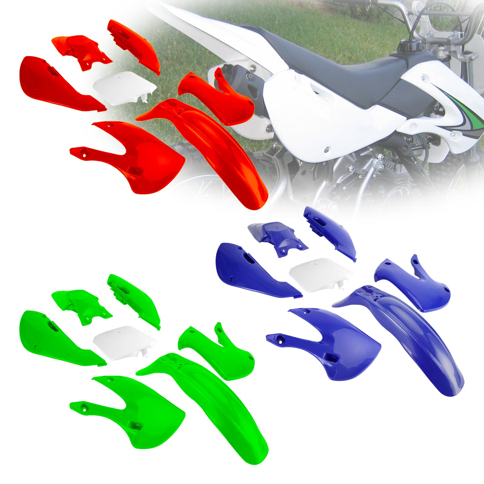 Injektion ABS Plastikkörperverkleidungskit für Kawasaki KLX110 KLX65 RM65 DRZ110