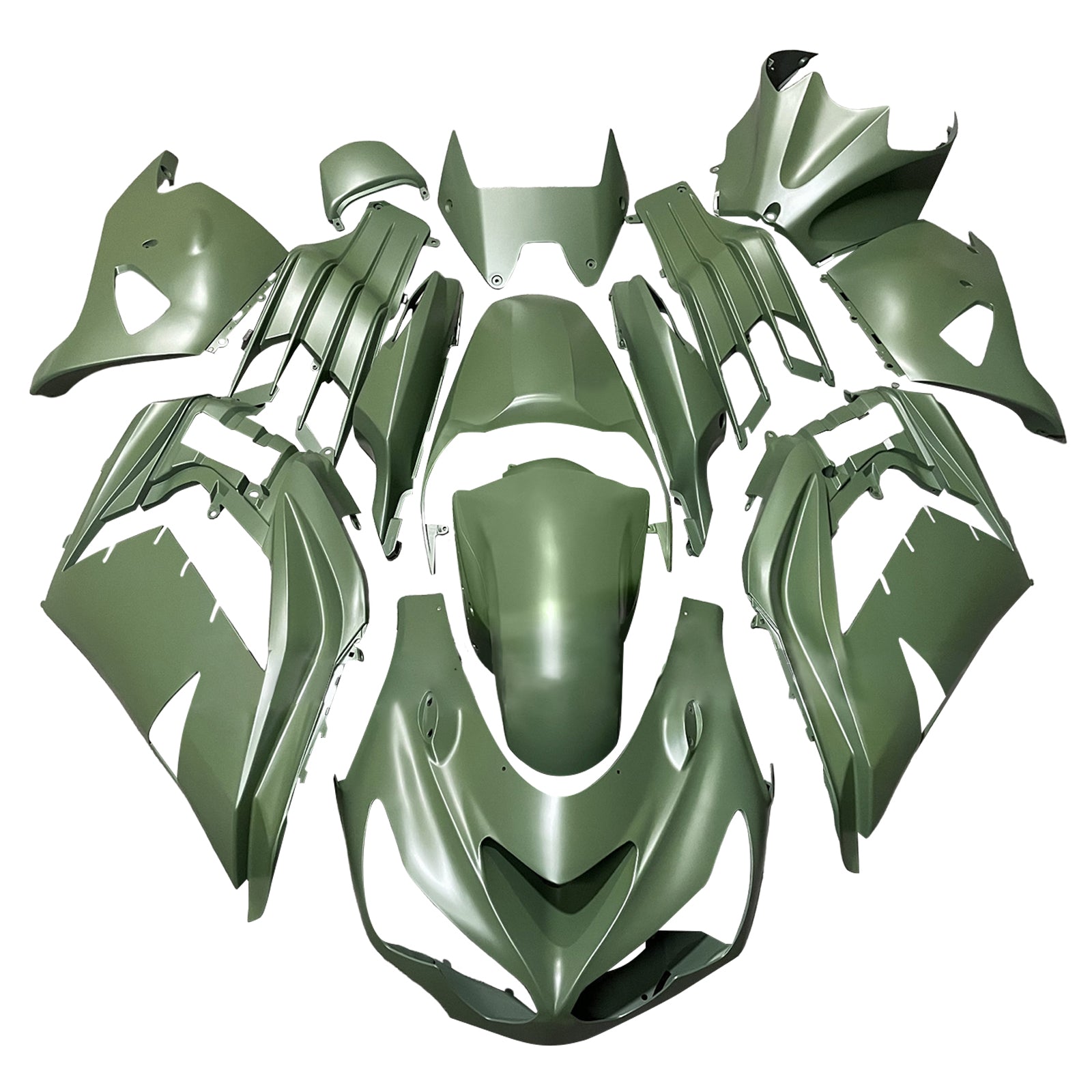 Amotopart 2012-2025 Kawasaki ZX14R ZZR1400 Olive Green Fairing Kit