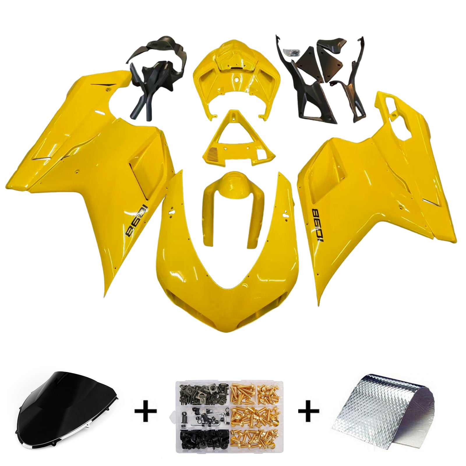 Amotopart 2007-2011 Ducati 1098/1198/848 Yellow Black Fairing Kit