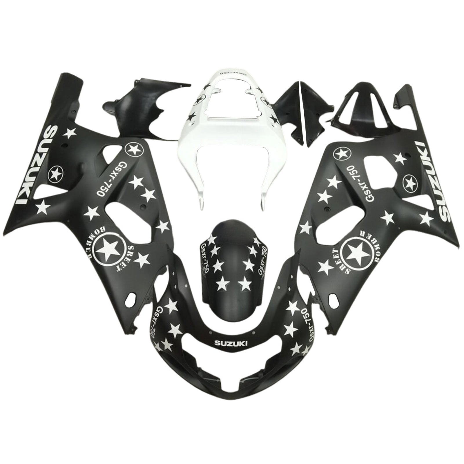 Amotopart 2001-2003 GSXR600 2000-2003 GSXR750 K1 Suzuki Matte Black With Stars Abzugskit