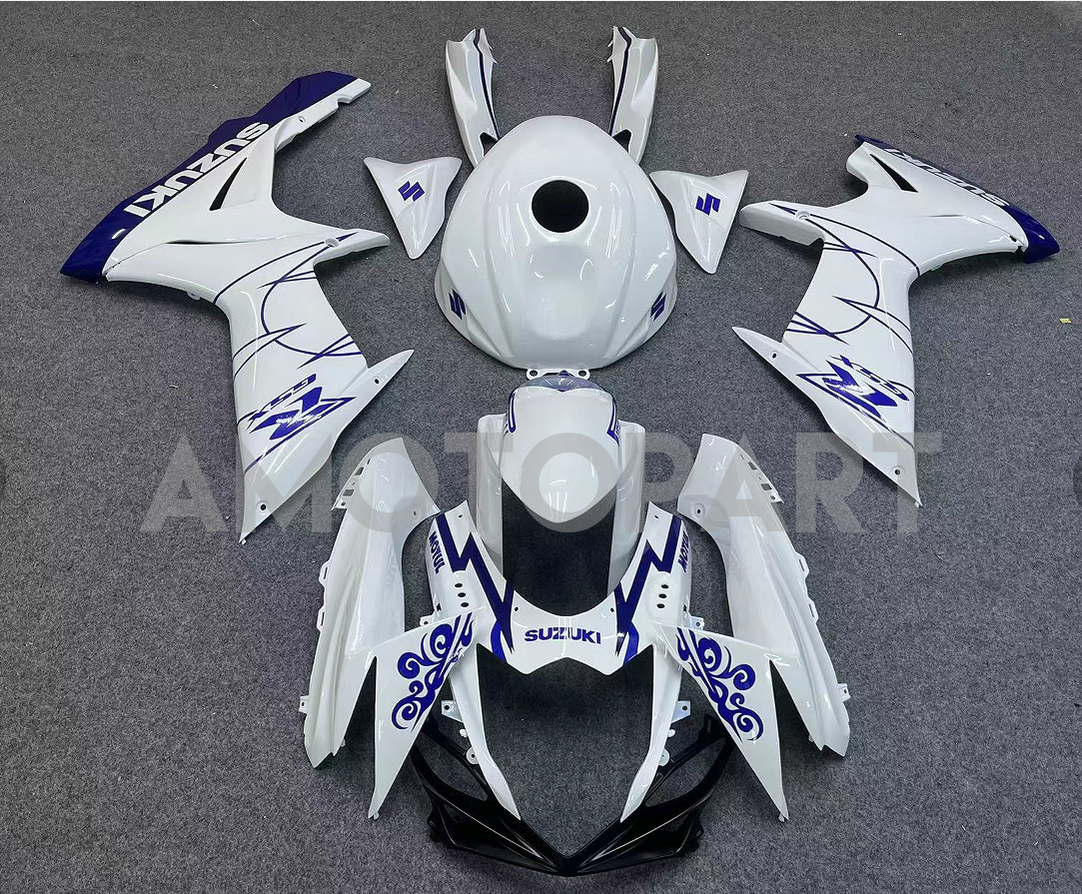 Amotopart 2011-2025 Suzuki GSXR 600/750 White Blue Fairing Ki