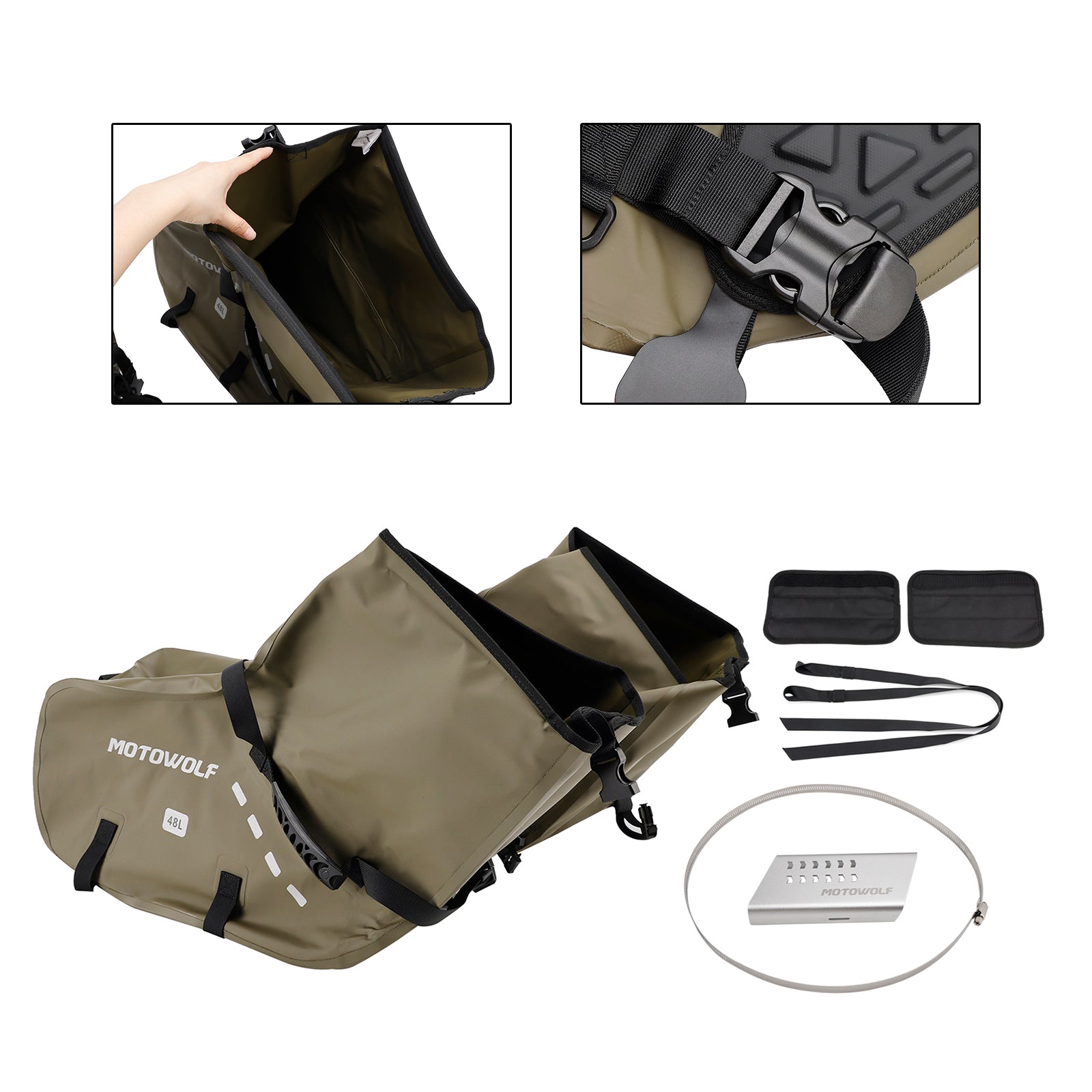 Scooter Motorcycle Side Tail Bag Saddlebag Color Matching Luggage 86L Green