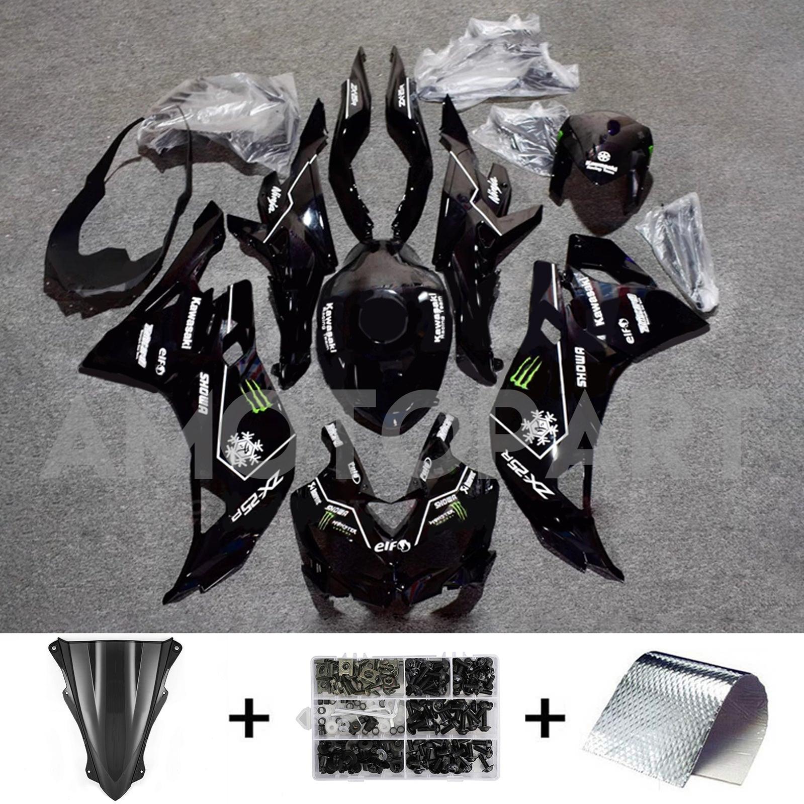 Amotopart 2019-2025 Ninja ZX-25R ZX-4R ZX-4RR KAWASAKI Schwarz mit weißen Embleme Abzugskit