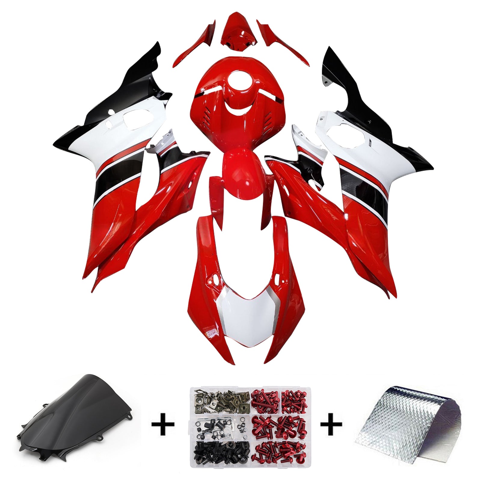 Amotopart 2017-2023 Yamaha YZF-R6 Red White Fairing Kit