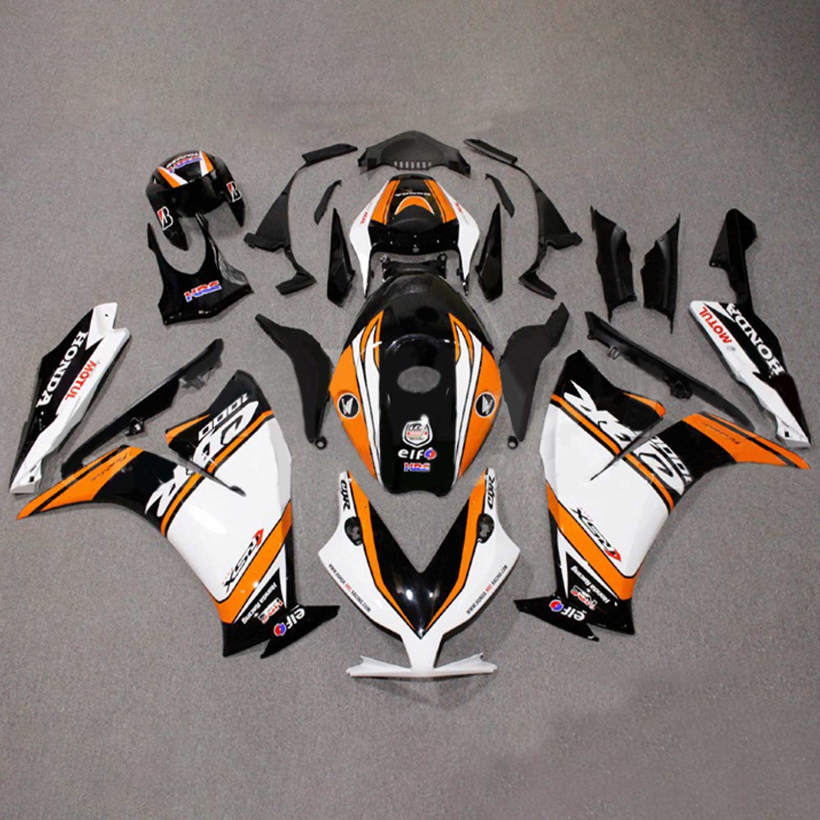 Amotopart 2012-2016 CBR1000RR Honda Orange&Kit de carénage blanc