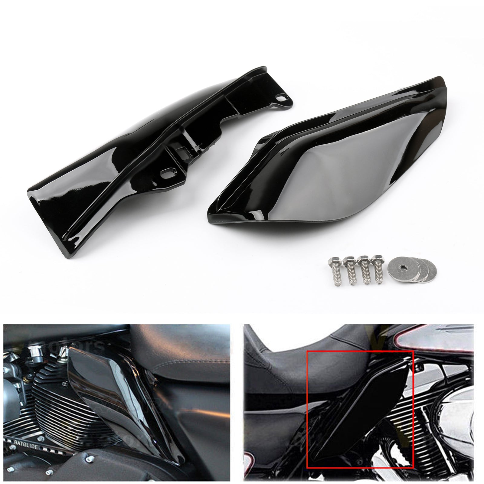 Harley Touring Street Glide Black Mid-Frame Air Heat Deflector Trim Shield