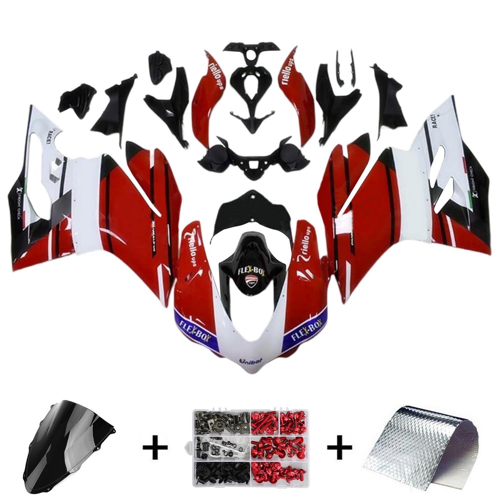 Amotopart 2015-2020 Ducati 959 Black Red White Fairing Kit