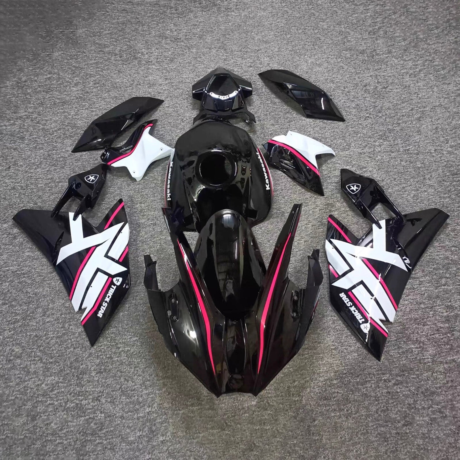 Amotopart 2015-2022 Kawasaki Ninja H2 Black White Fairing Kit