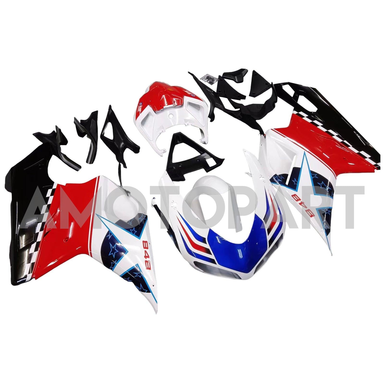 Amotopart 2007-2011 Ducati 1098/1198/848 Black White Red Blue Fairing Kit