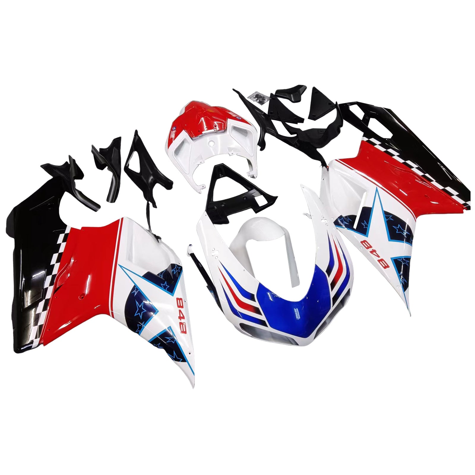 Amotopart 2007-2011 Ducati 1098/1198/848 Black White Red Blue Fairing Kit