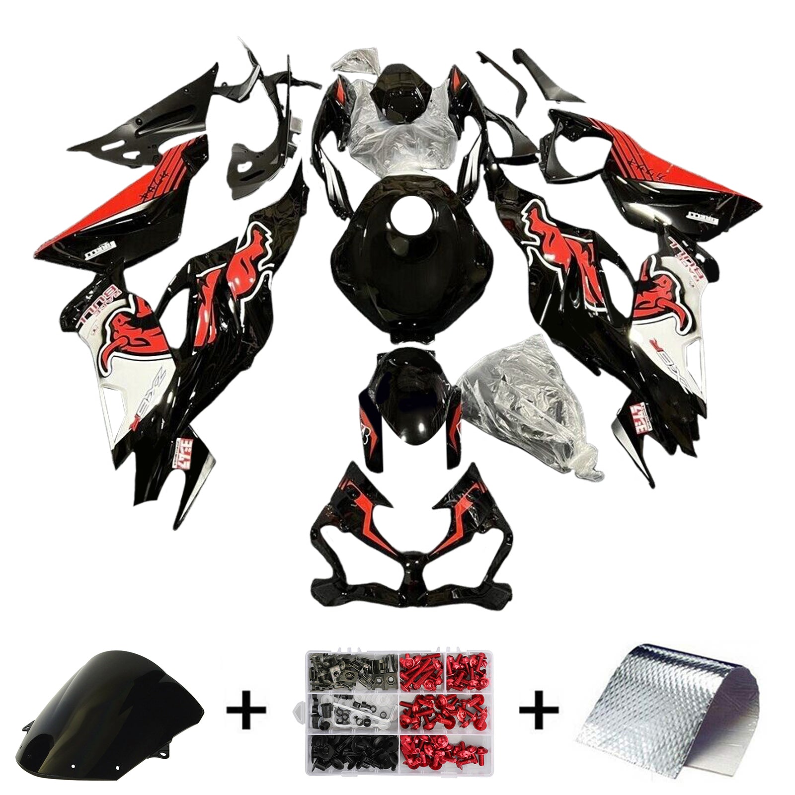 Amotopart 2019-2023 Kawasaki ZX6R Schwarzorange Abzugskit