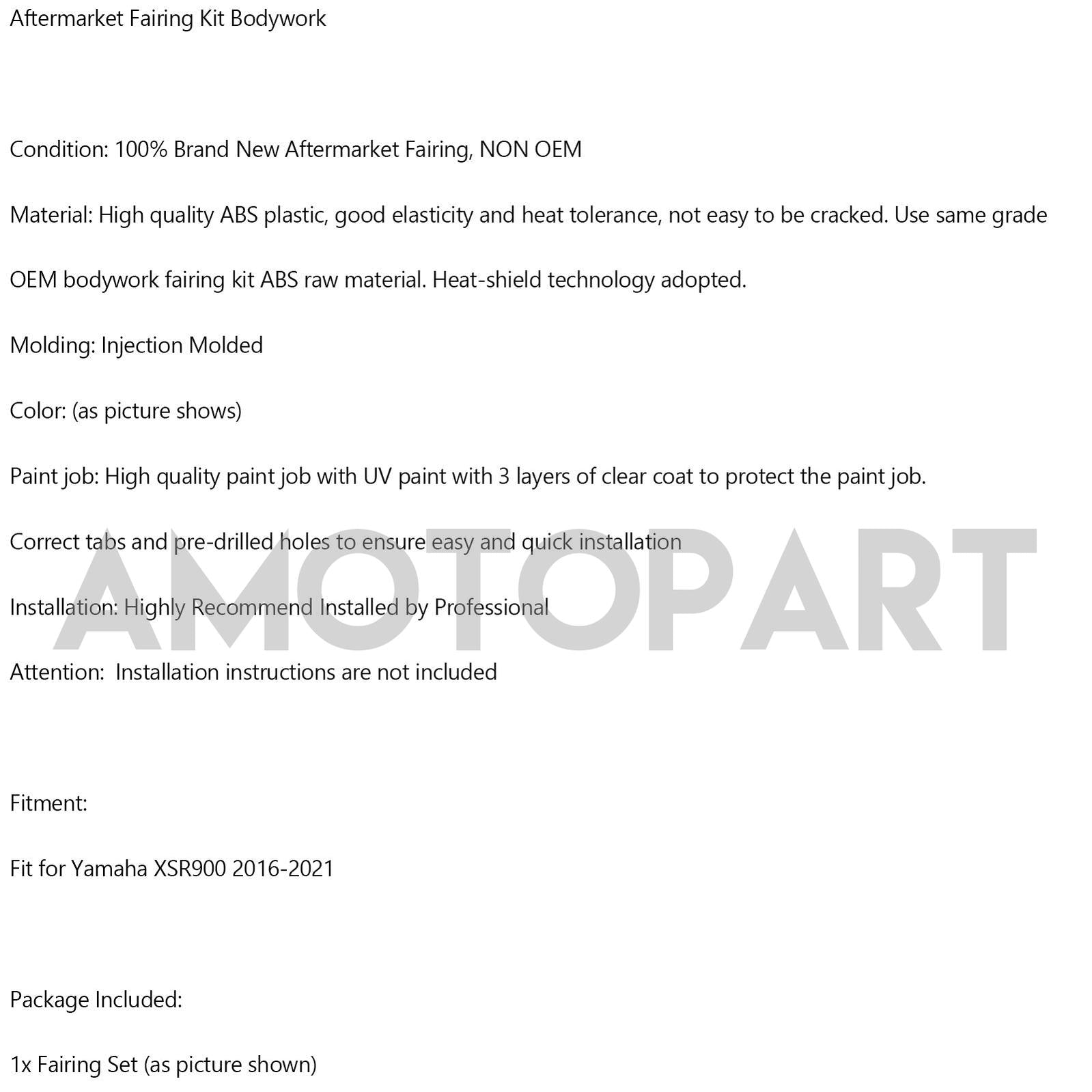 Amotopart 2016-2021 Yamaha XSR900 Fairing Kit