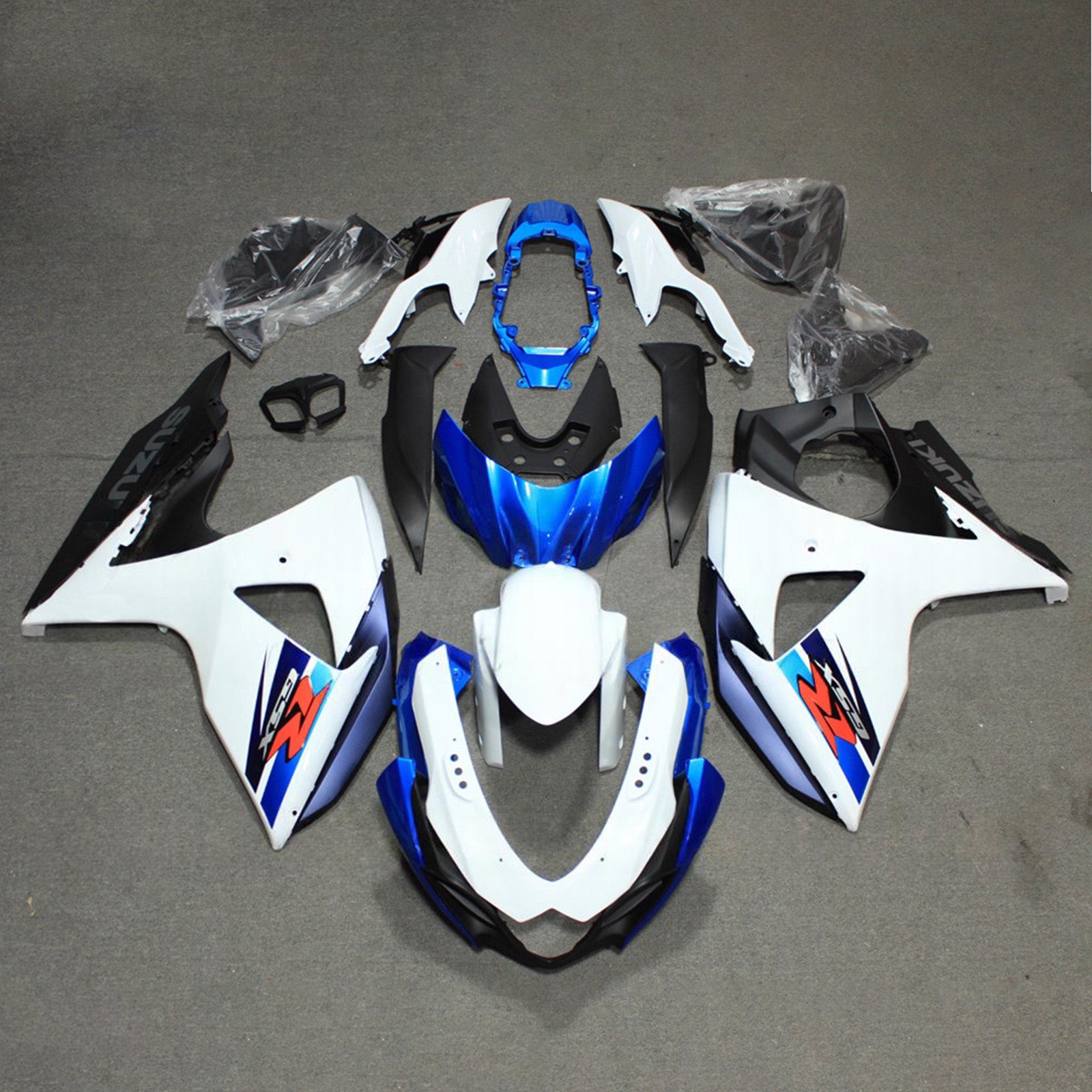 Amotopart 2009-2016 Suzuki GSXR1000 White Blue Black Fairing Kit