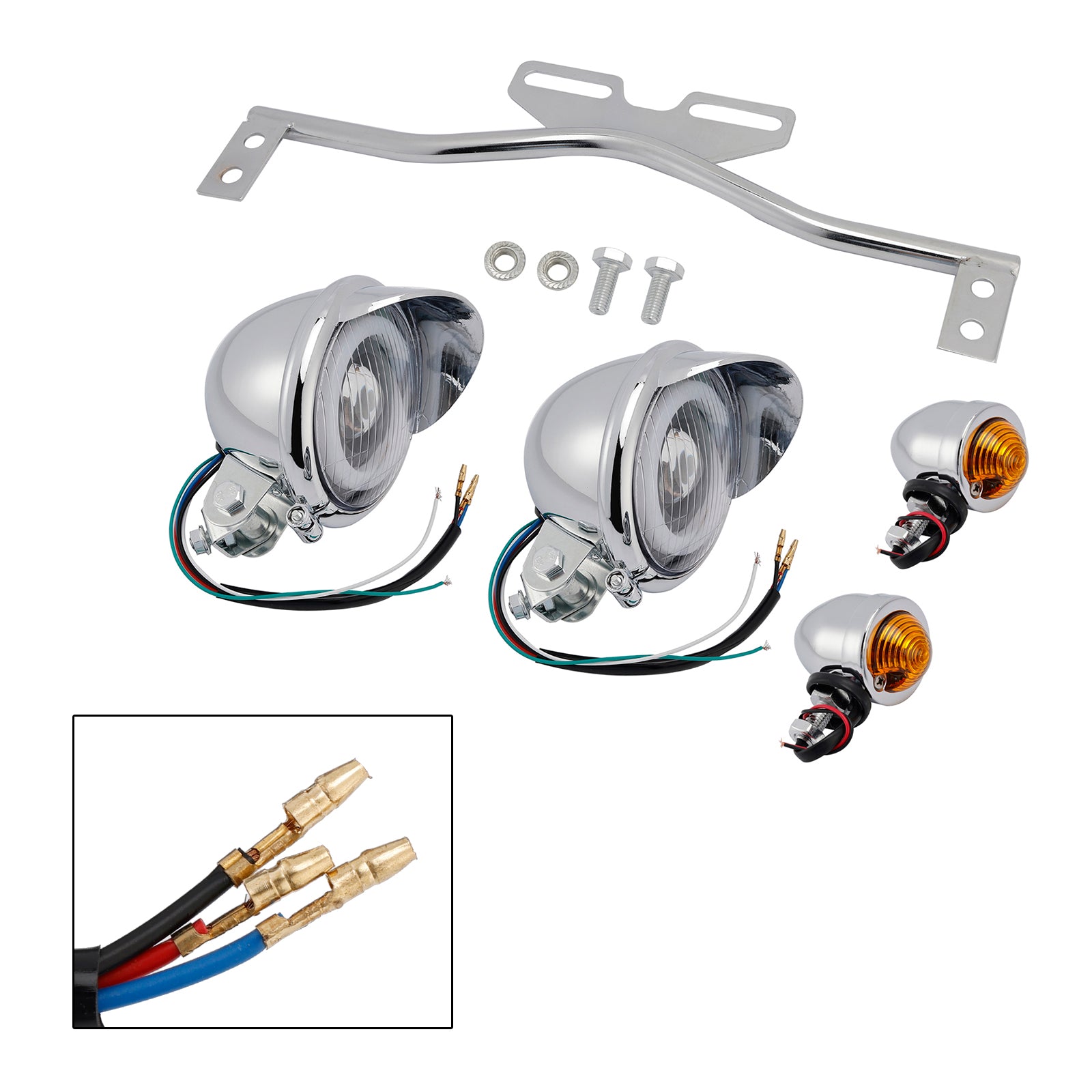 Motorcycle Scooter Motorcycle Spotlight Headlight Fog Beam Chrome #D22