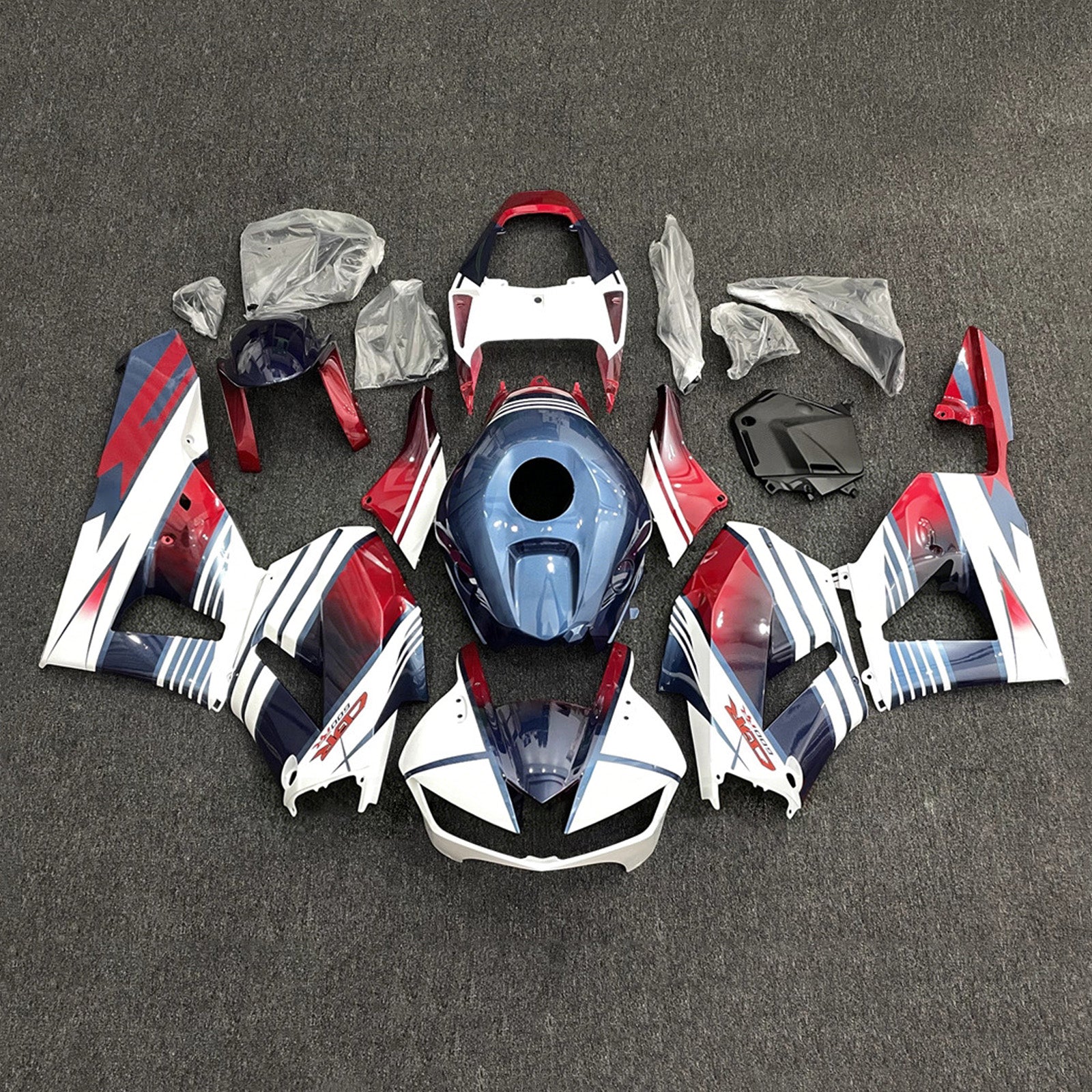 Amotopart 13-26 versión estadounidense. & 13-23 versión europea. Kit de carenado Honda CBR600RR blanco rojo