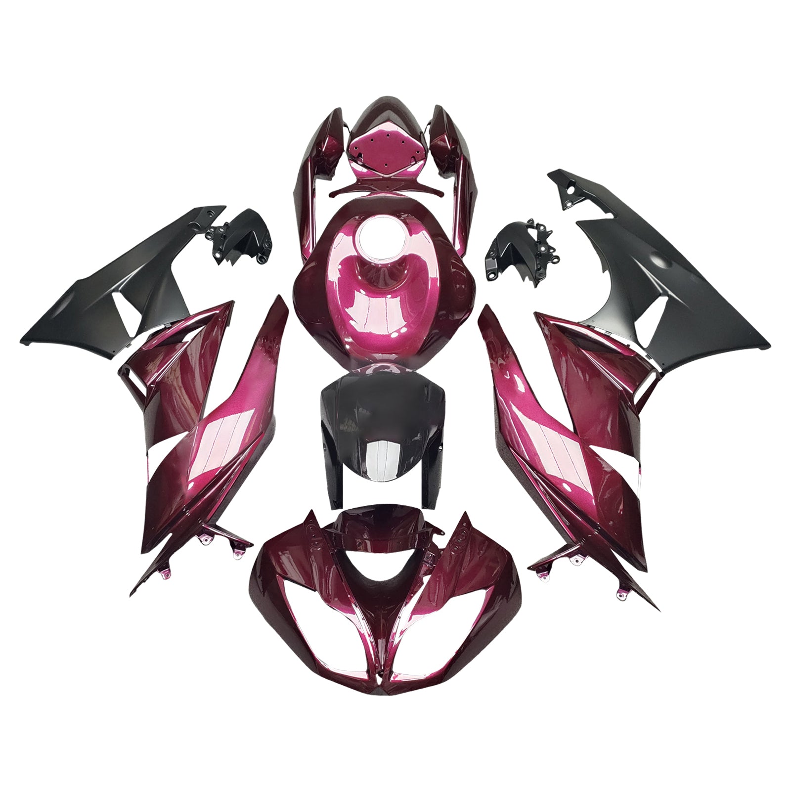 Amotopart 2009-2012 Kawasaki ZX6R 636 fuchsia Fairing Kit