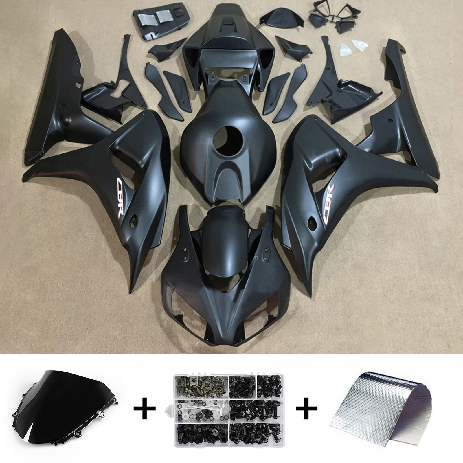 Amotopart 2006-2007 Honda CBR1000RR Kit de carenado negro mate