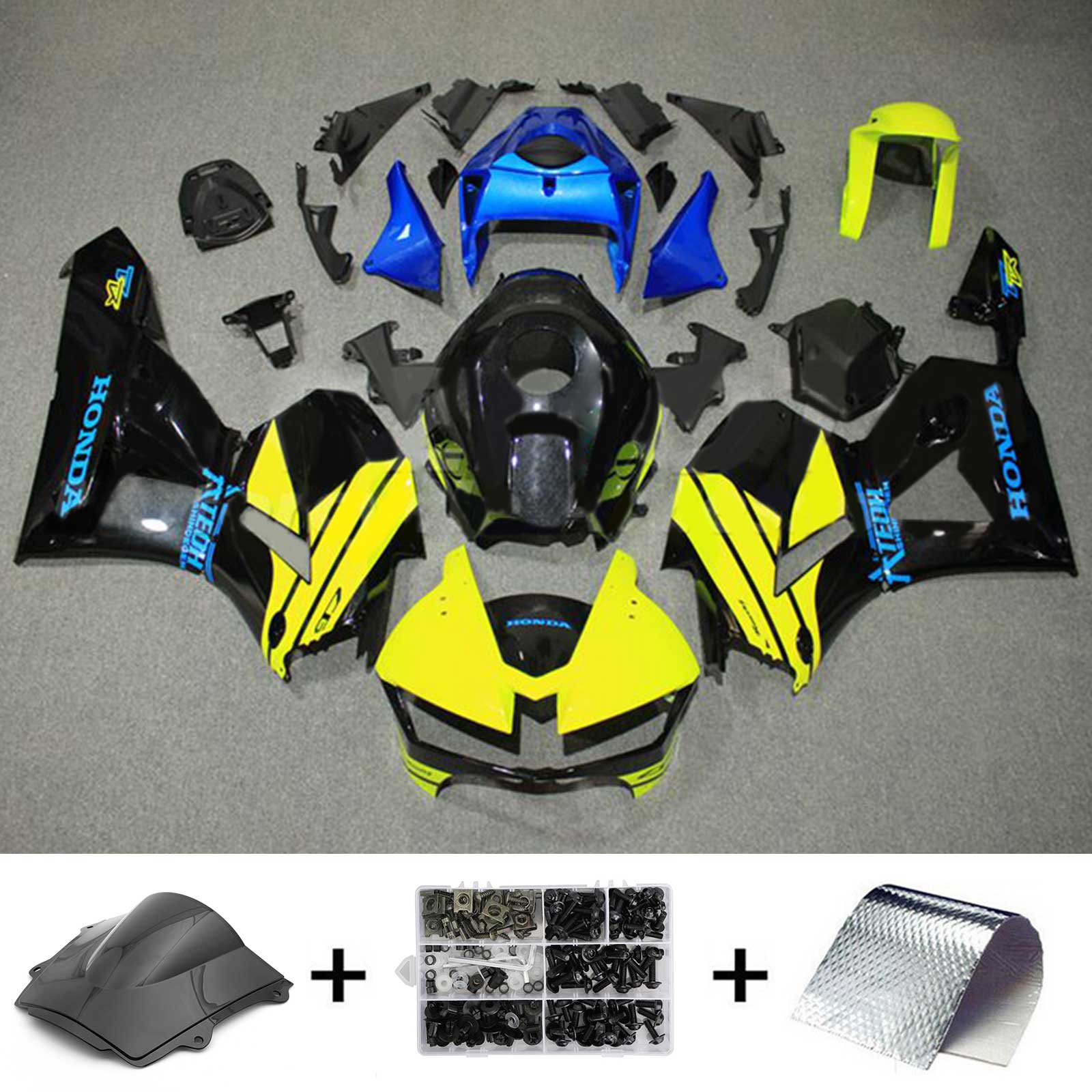Amotopart 13-25 version américaine & Honda CBR600RR F5 version européenne 13-23, jaune&Kit de carénage bleu