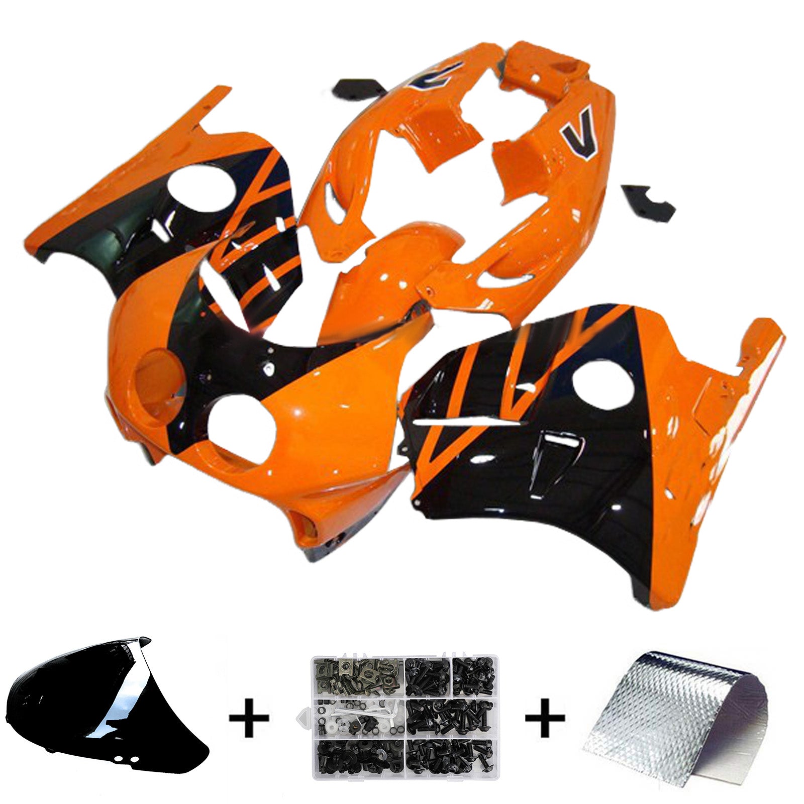 Amotopart 1990-1998 Honda CBR250RR MC22 Orange Black Fairing Kit