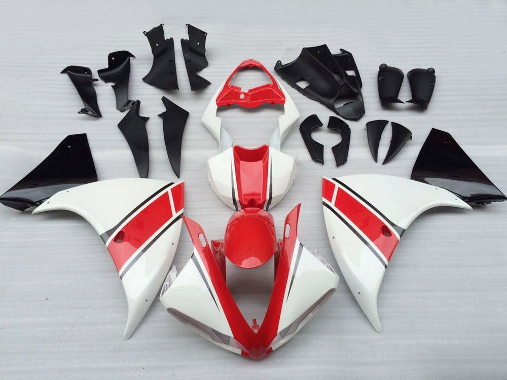 Amotopart 2009-2011 Yamaha YZF 1000 R1 Blanc&Kit de carénage rouge Style1