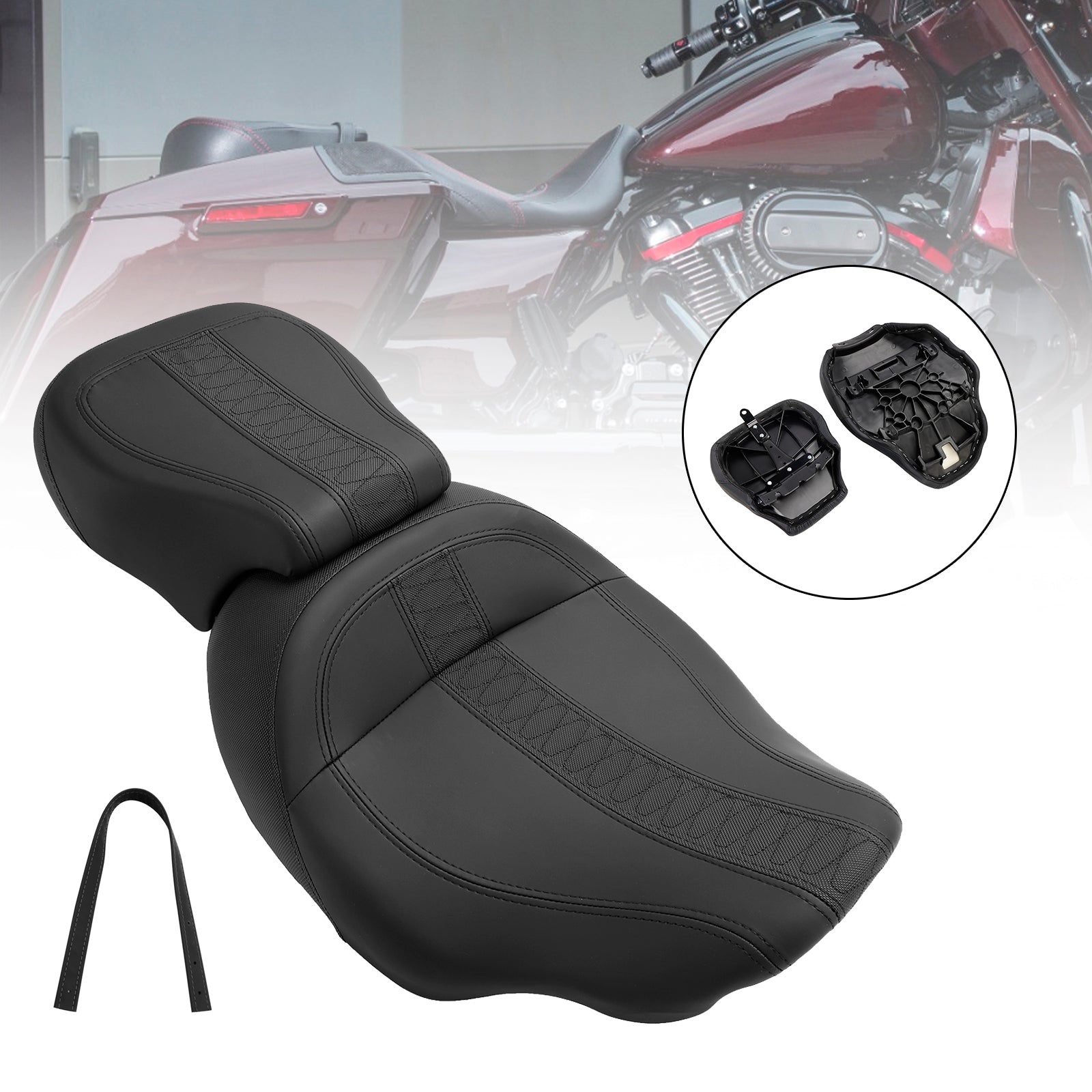 23-24 Touring Cvo Glide Complete Cushion Rider Passenger Seat Orange