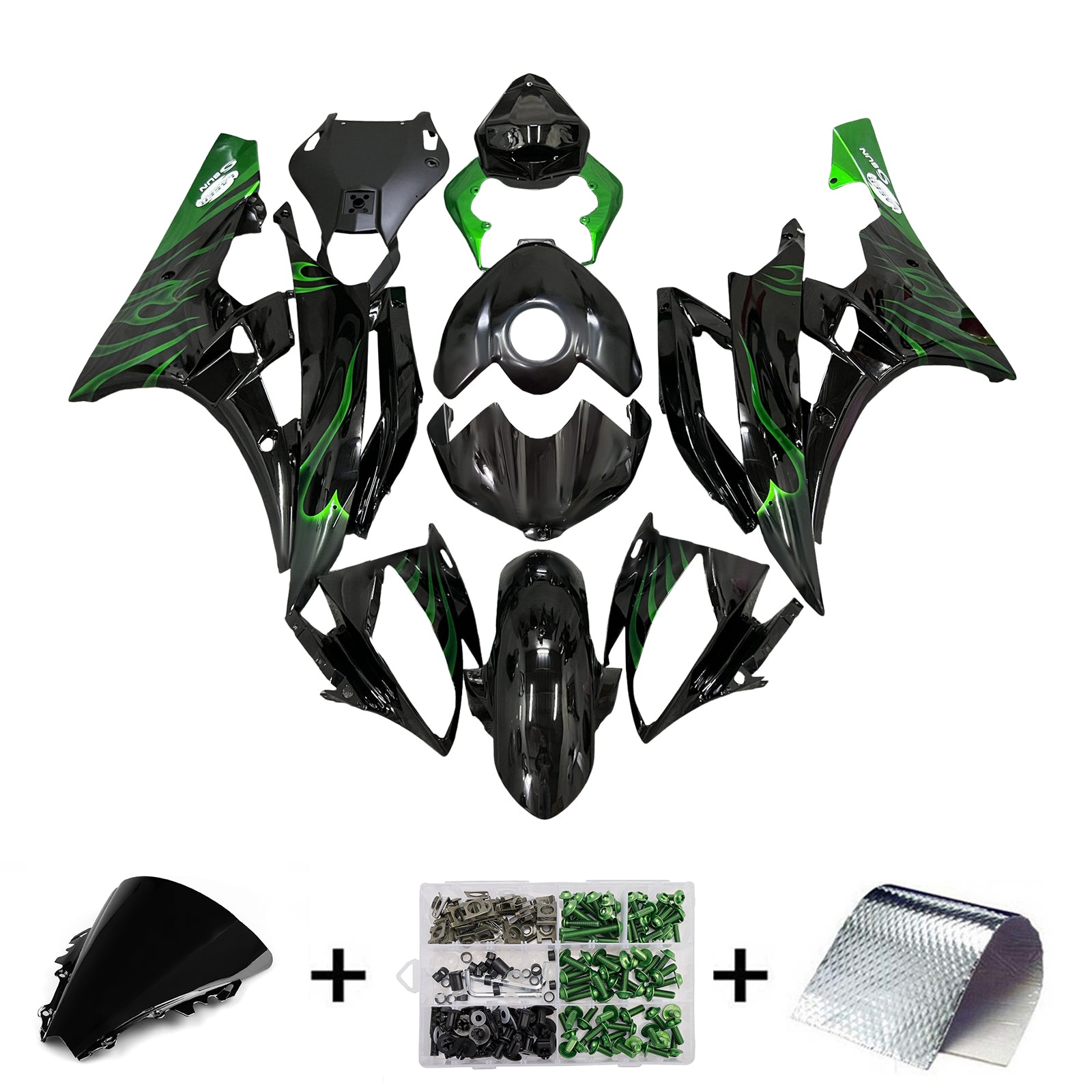 Amotopart 2006-2007 Yamaha YZF-R6 Black Fairing Kit