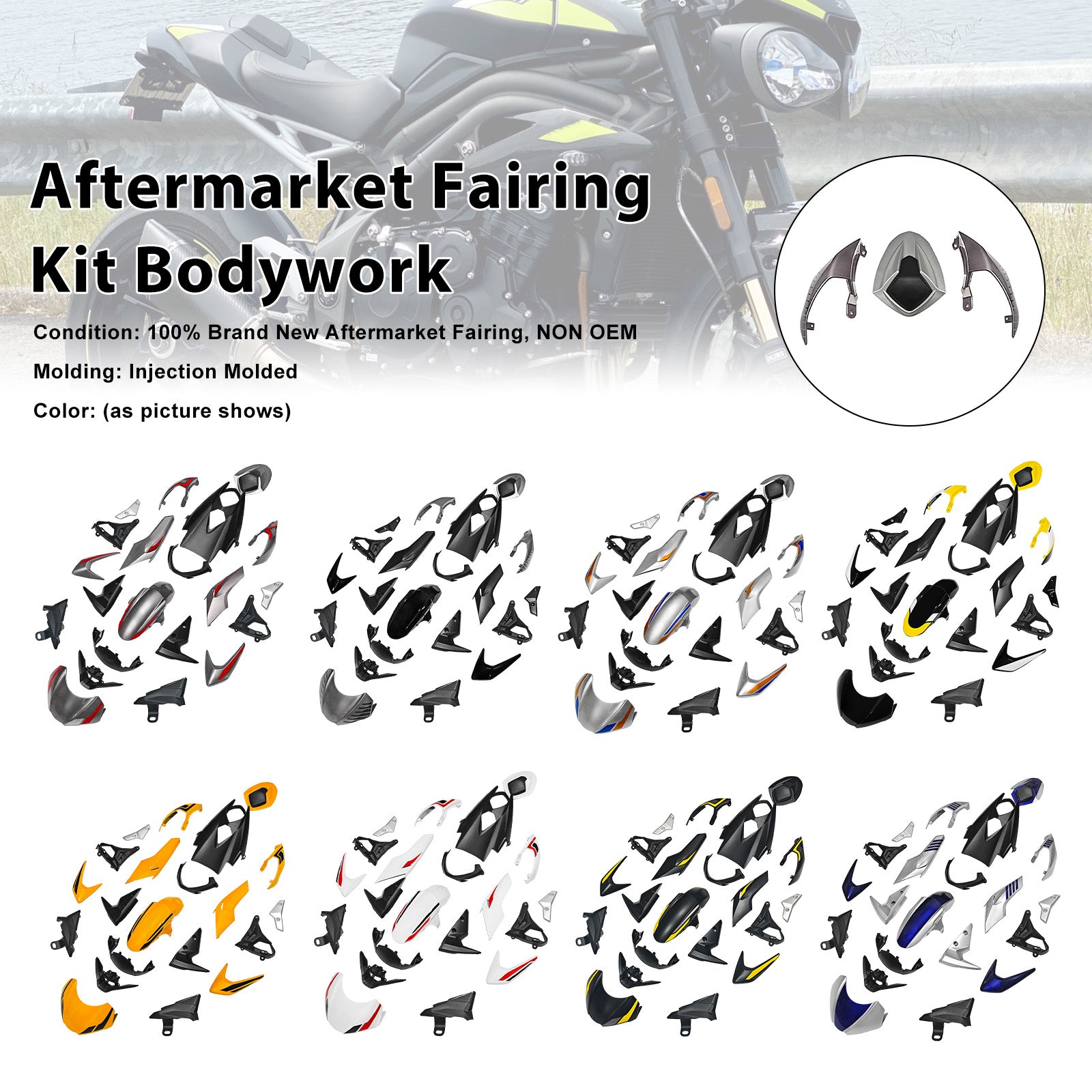 Amotopart 2020-2022 Collection de kits de carénage Triumph Street Triple 765 R/RS