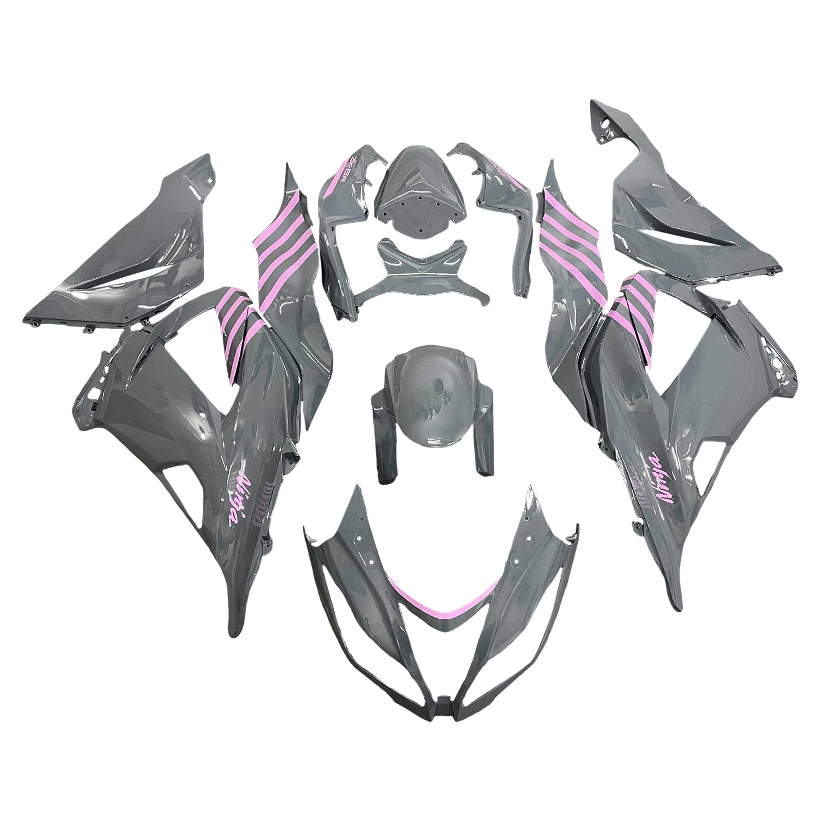 Amotopart 2013-2018 Kawasaki ZX6R 636 Purple Grey Fairing Kit