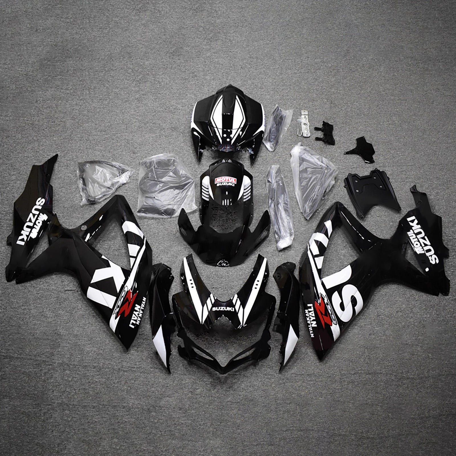Amotopart 2008-2010 Suzuki GSXR 600/750 Black White Fairing Kit