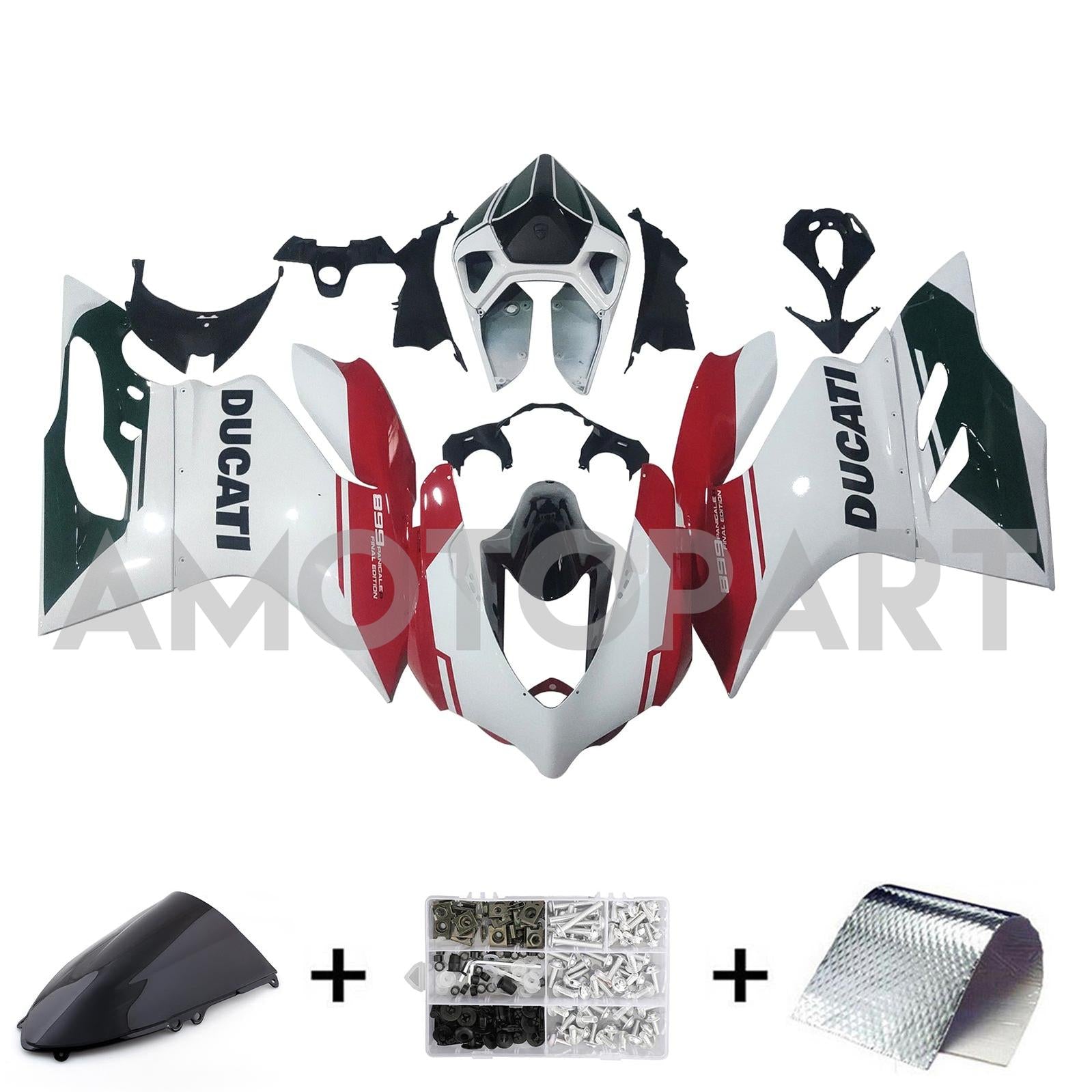 AMOTOTT 2012-2015 DUCATI 899 KIT de carenagem vermelha branca verde