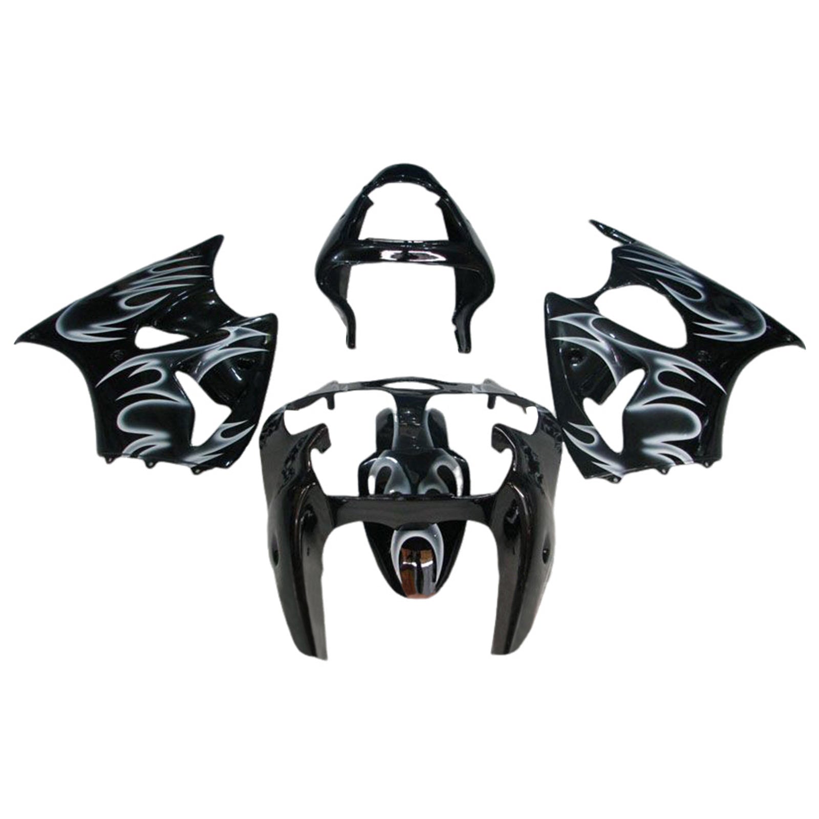 Amotopart 2000-2002 Kawasaki ZX6R 636 & 2005-2008 Kawasaki Zzr600 Glanzende zwarte witte kuipkit