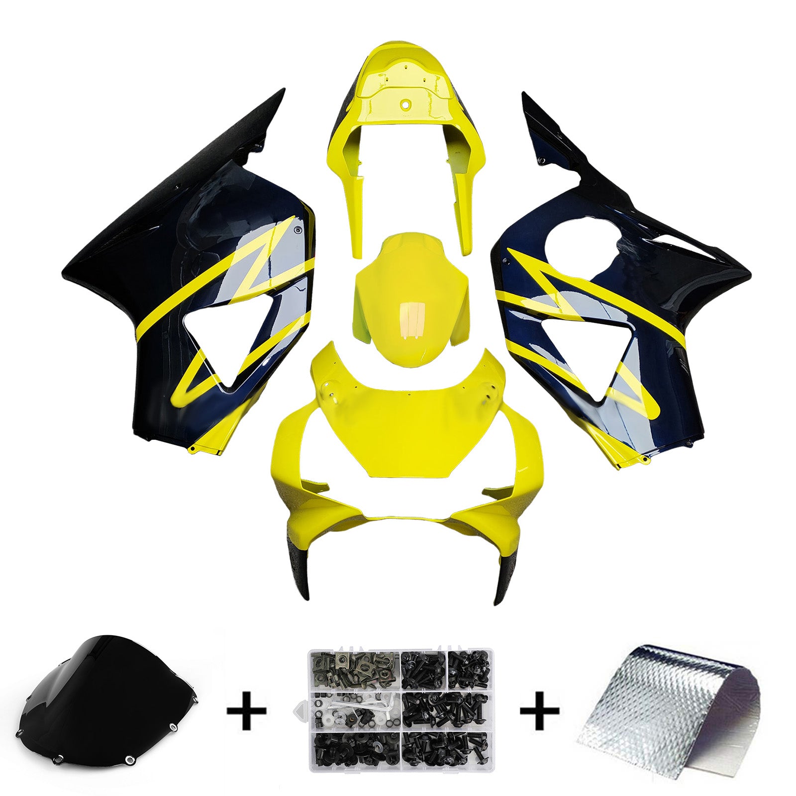 Amotopart 2002-2003 Honda CBR954 Yellow Black Fairing Kit