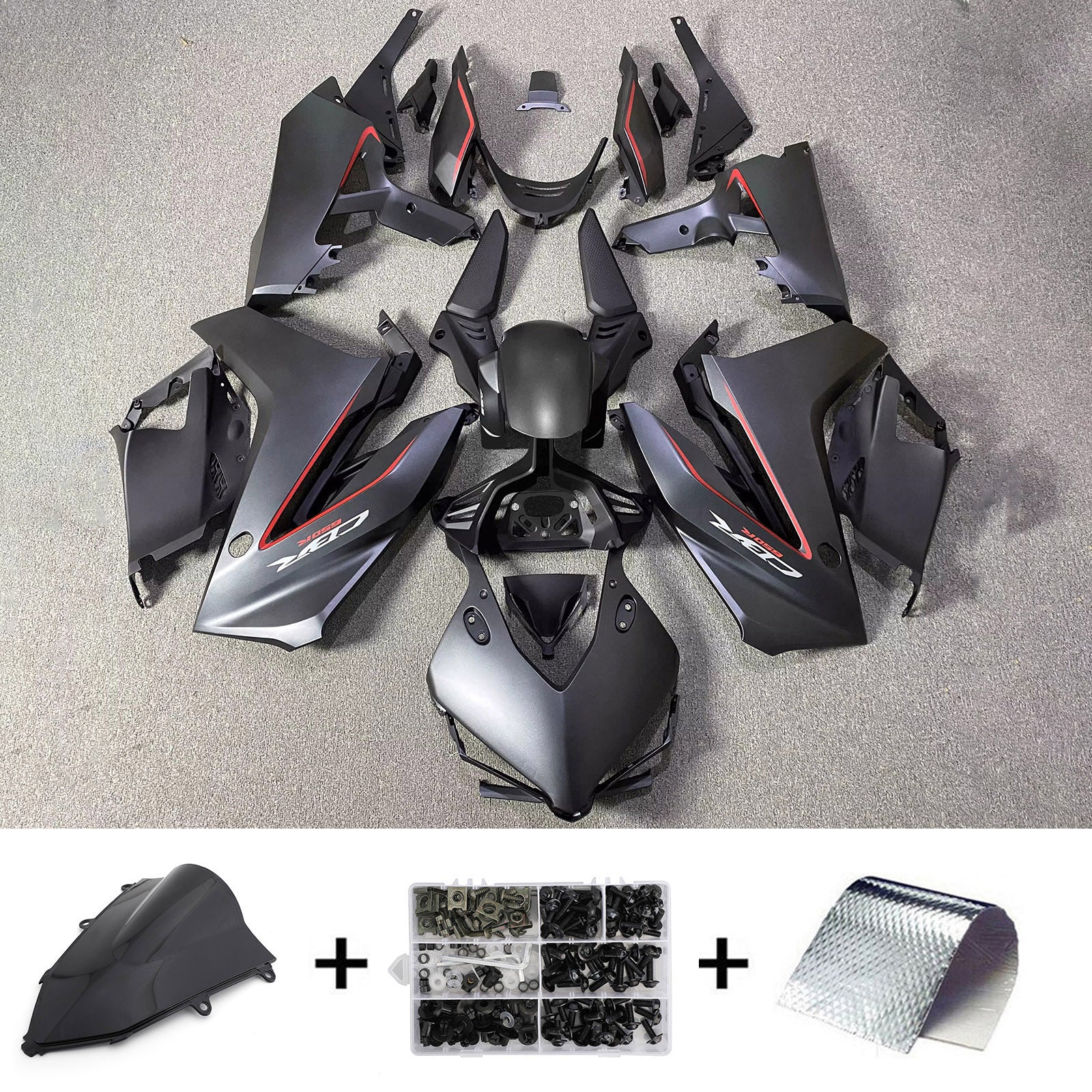 Amotopart 2024-2026 Honda CBR650R Matte Black Fairing Kit