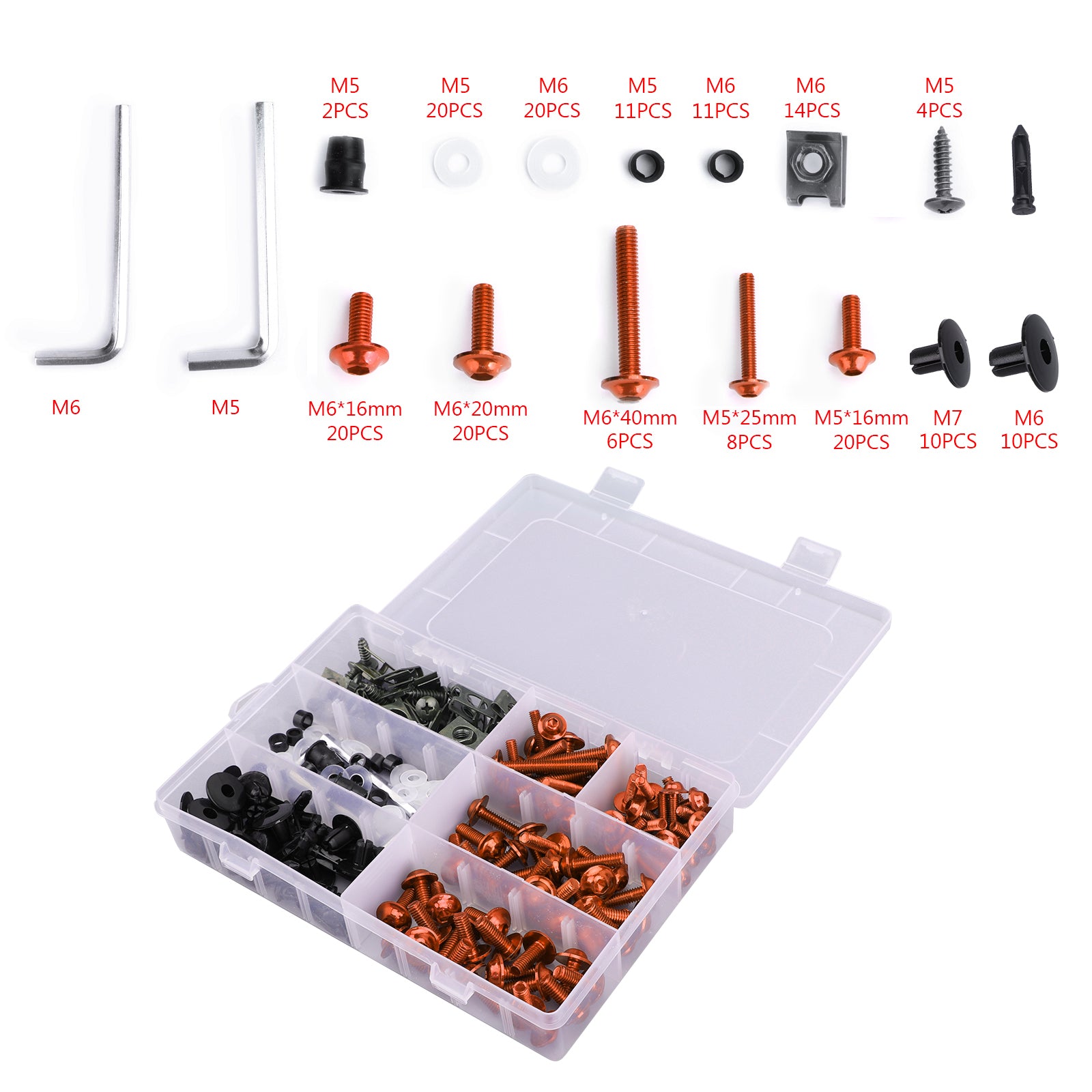 Yamaha Ducati Honda Kawasaki Orange Fairing Bolts Screws Kit