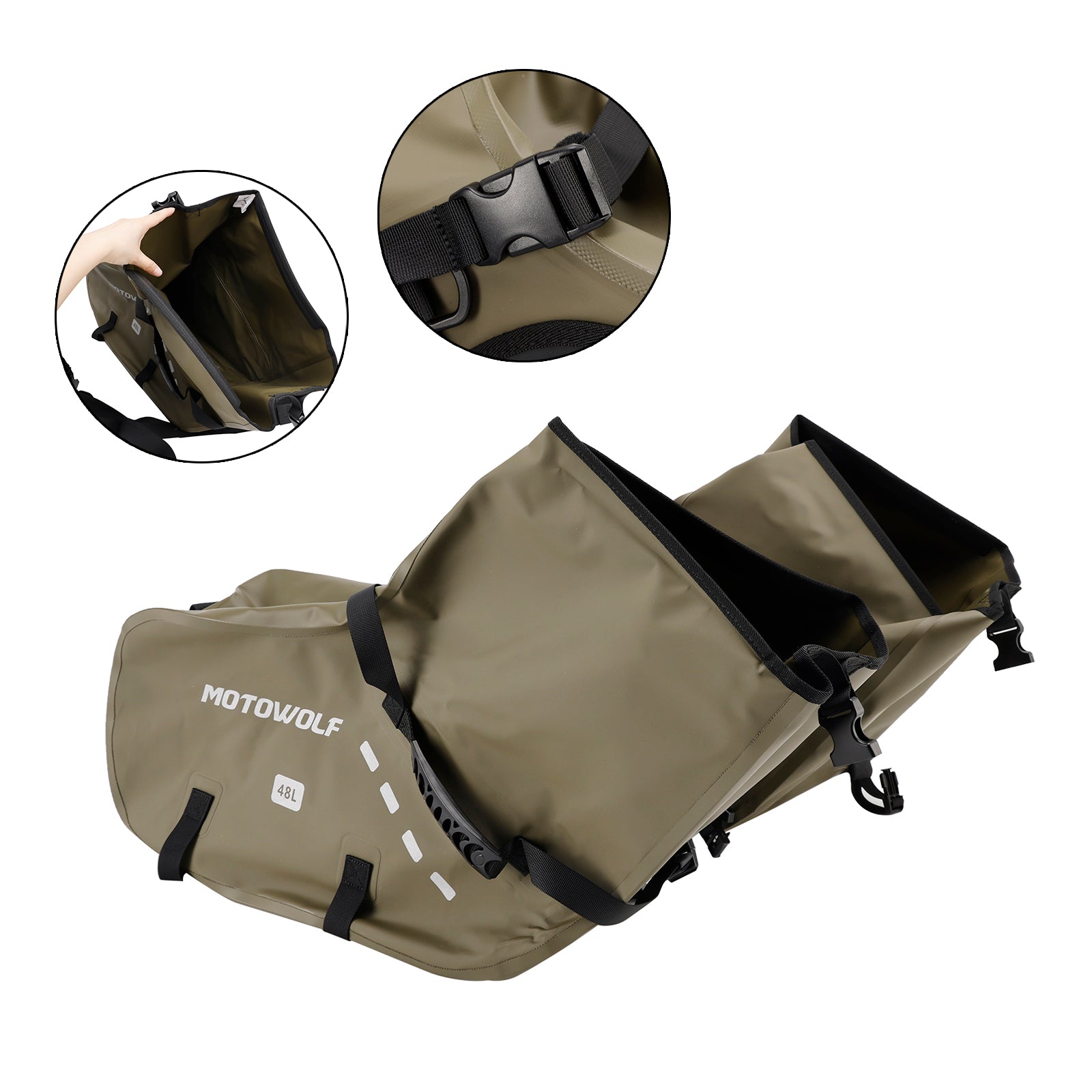 Scooter Motorcycle Side Tail Bag Saddlebag Color Matching Luggage 86L Green