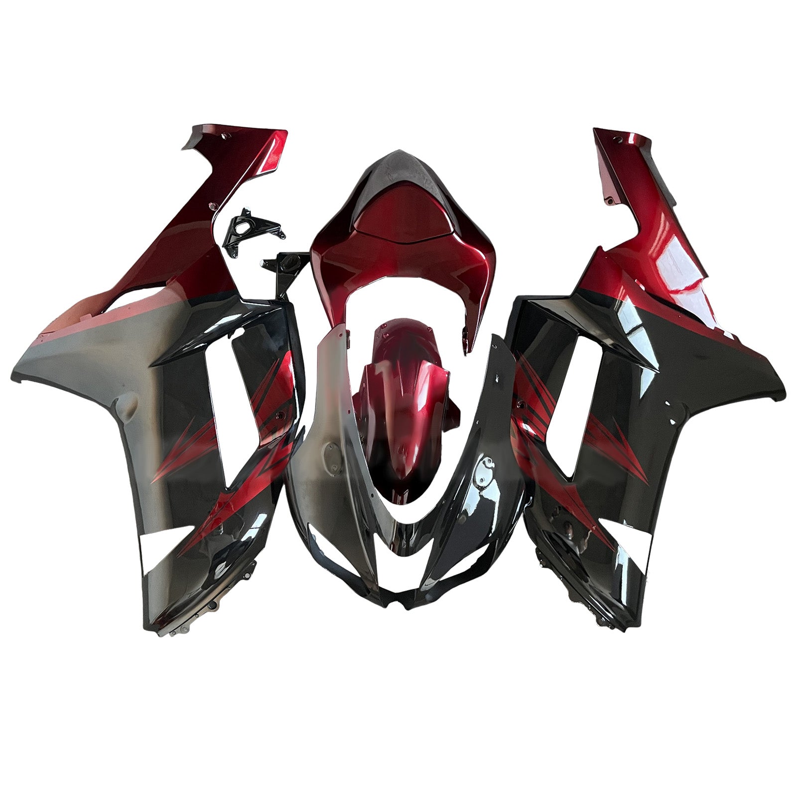 Amotopart 2007-2008 Kawasaki ZX6R 636 Schwarzes Rotverkleidungskit