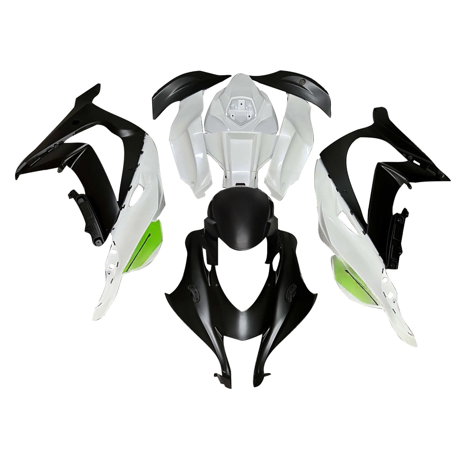 Amotopart 2016-2020 Kawasaki ZX10R Black White Green Fairing Kit