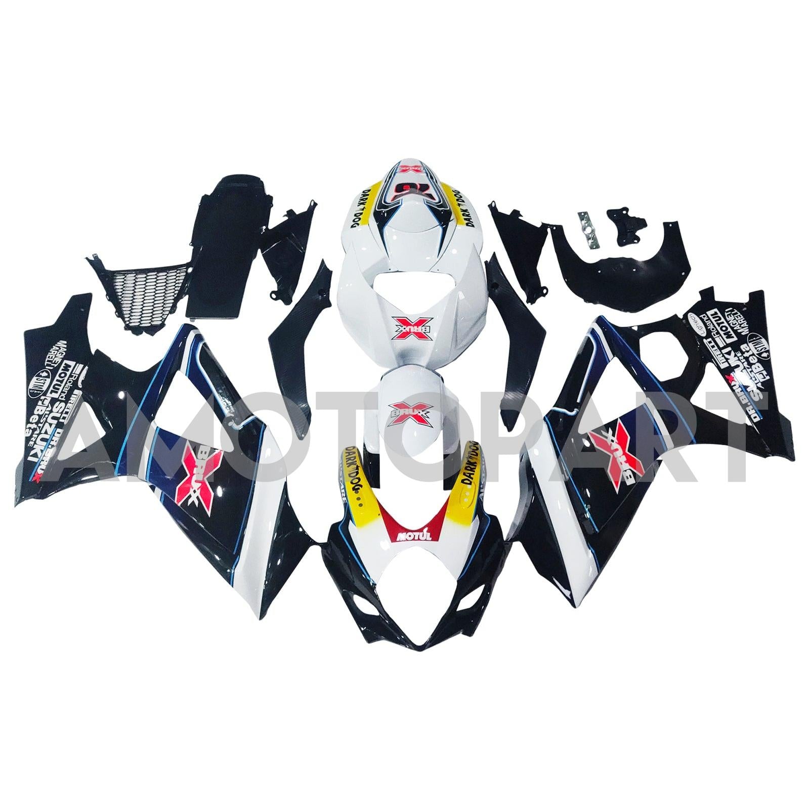 Amotopart 2007-2008 Suzuki GSXR1000 Black White Yellow Fearing Kit